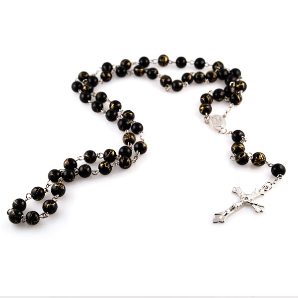 Sort Mønstret Rosenkrans Halskæde - 1