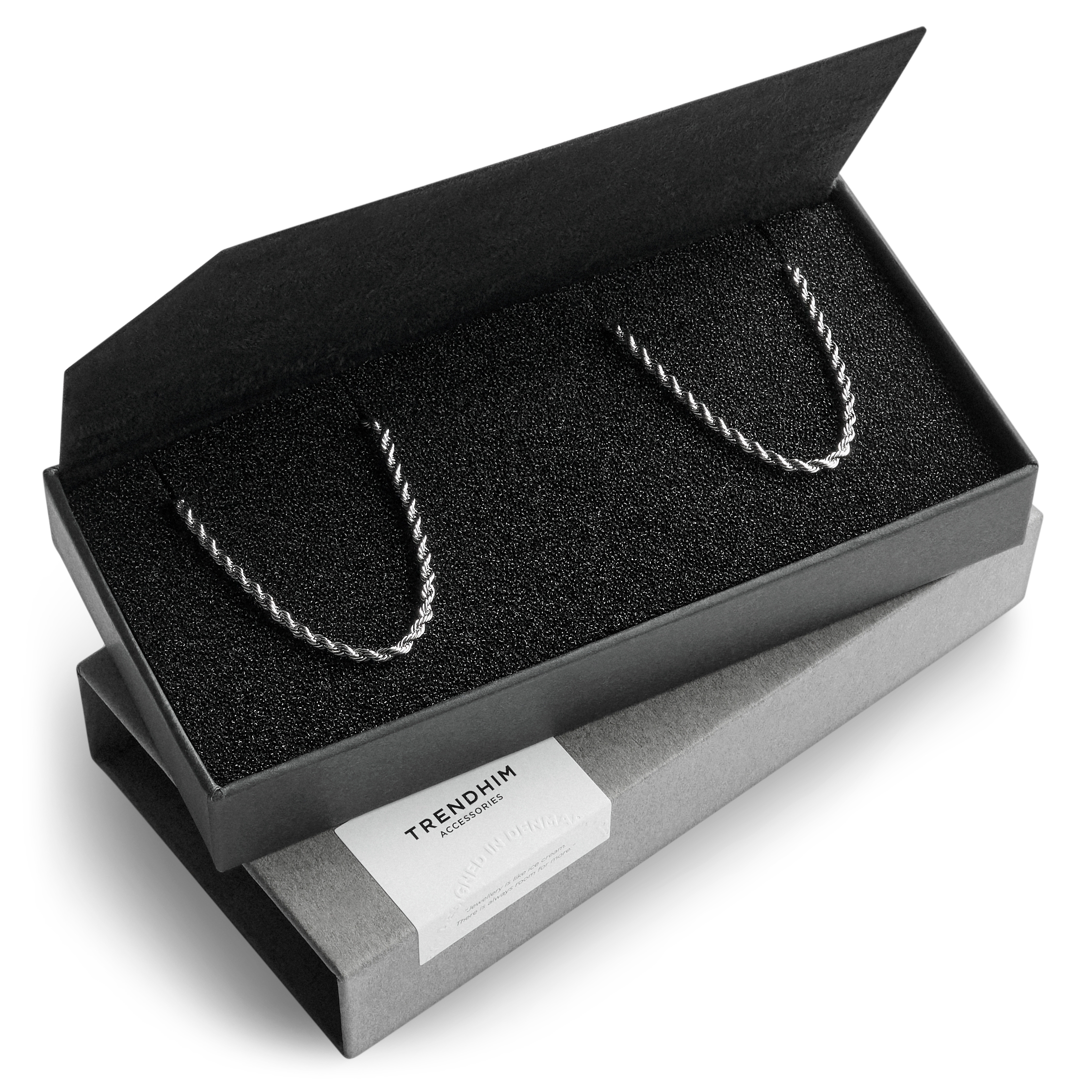 Medium | 2 mm Silver-tone Rope Chain Bracelet & Necklace Gift Box - 1