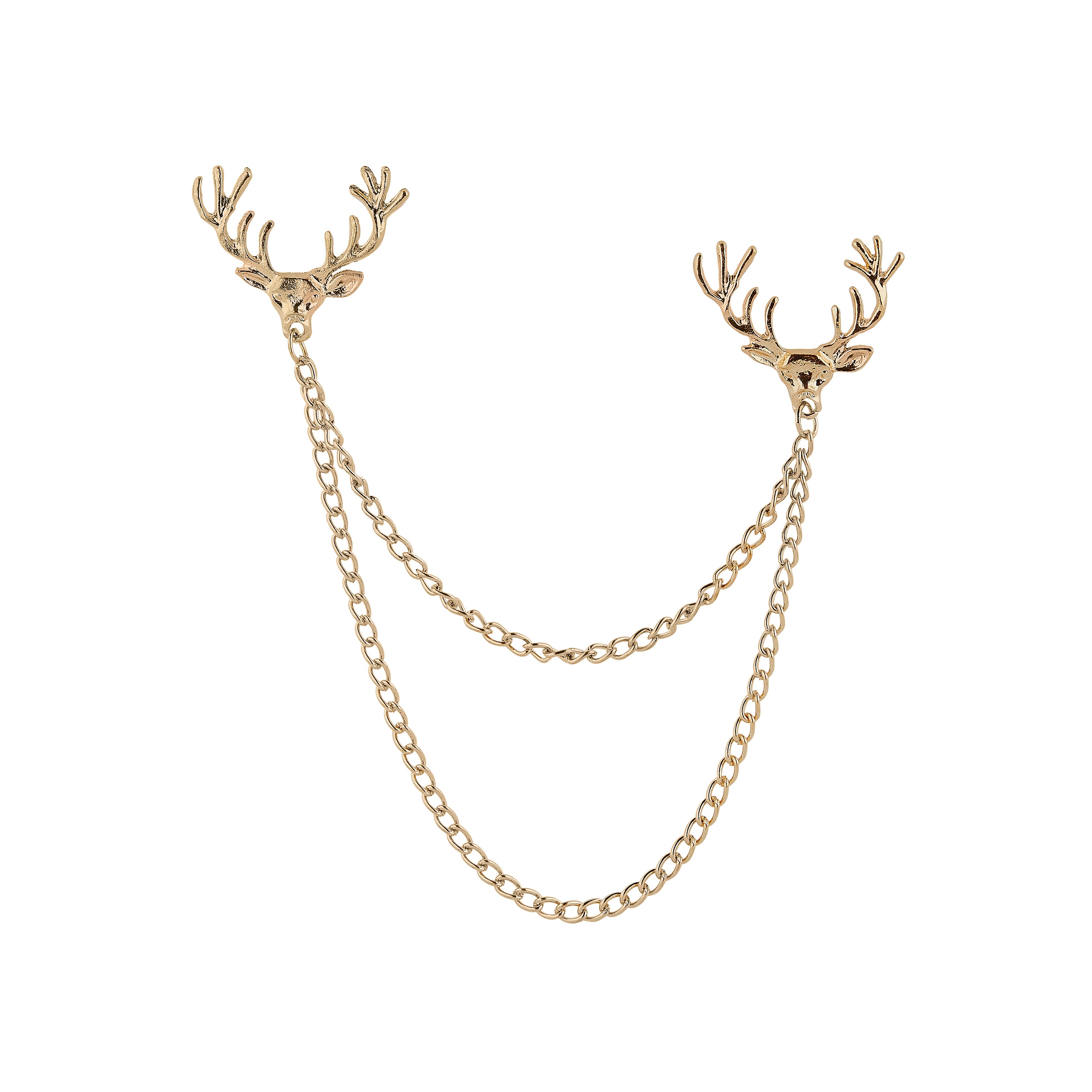 Gold-Tone Double Deer Head Collar Chain
