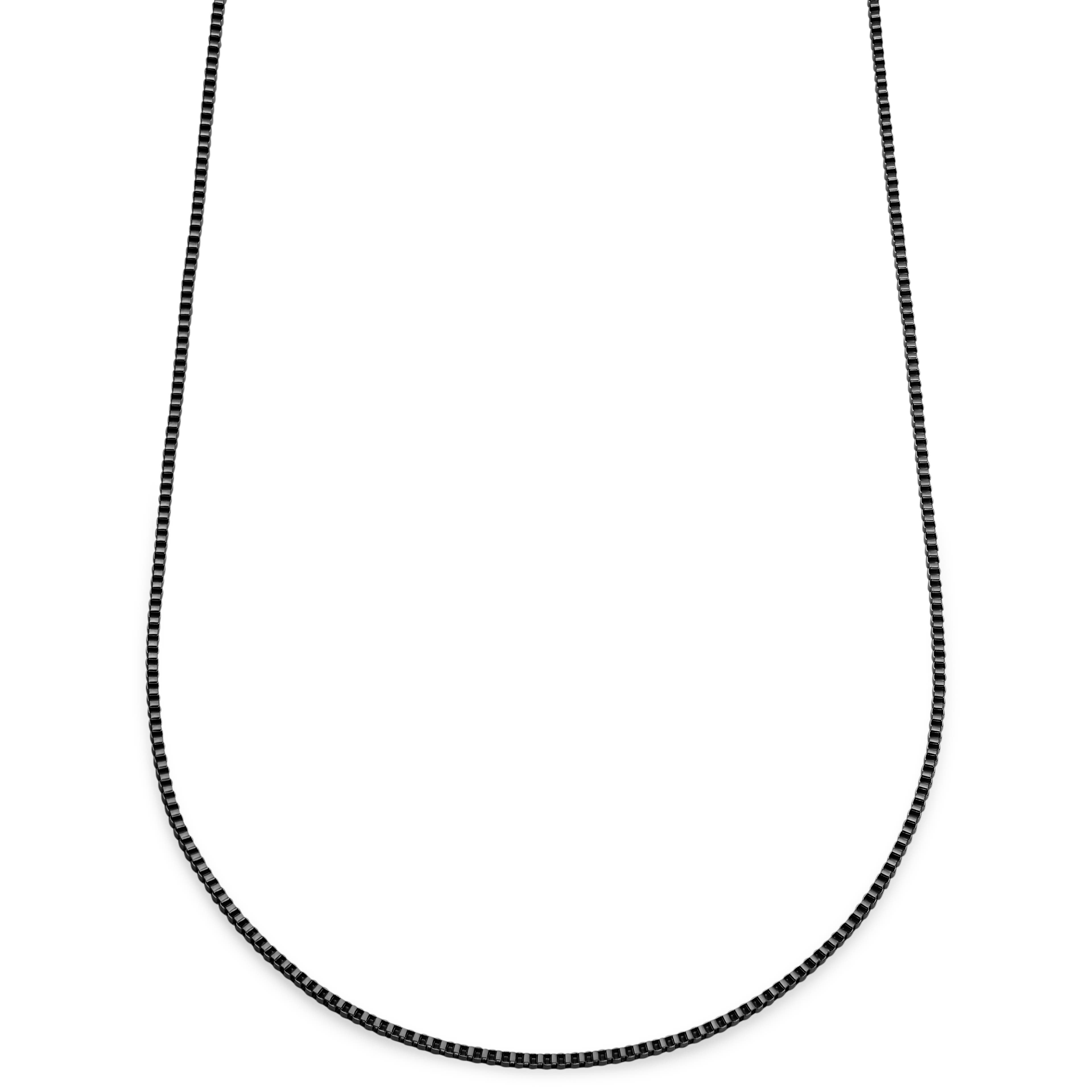 Essentials | 2 mm Metallsvart Halsband med Fyrkantiga Boxlänkar