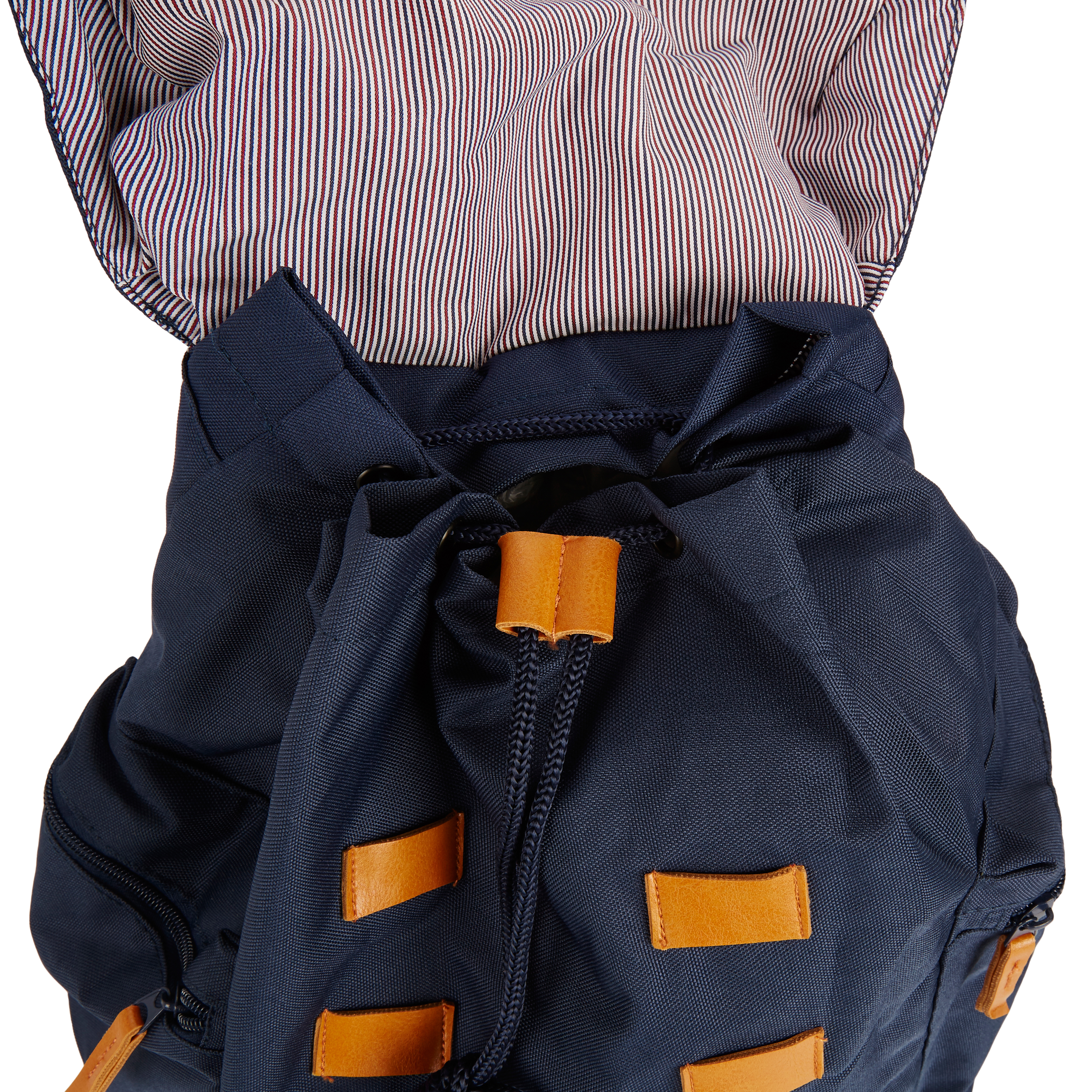 Lewis | Navy Blue Polyester & Faux Leather Adventure Backpack - 7
