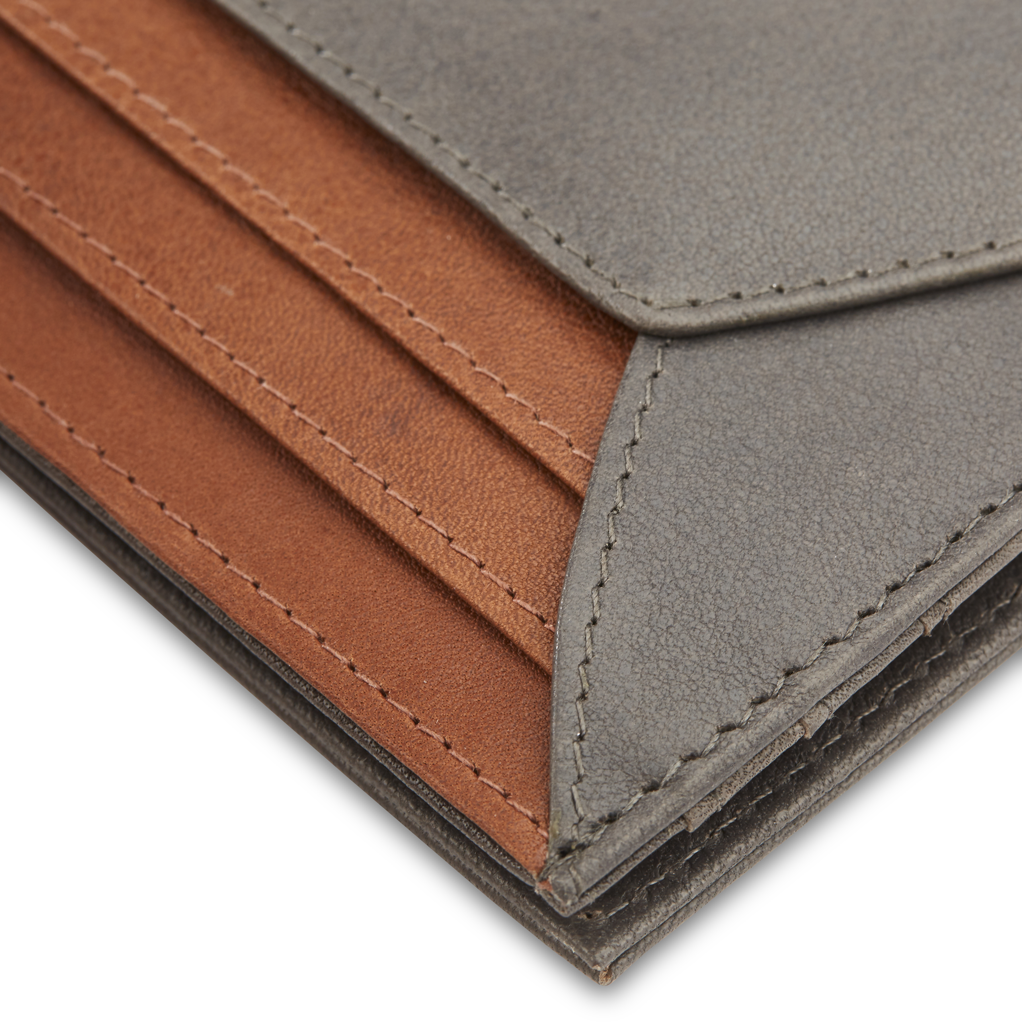 Loren Graues & Hellbraunes Leder RFID Kartenetui - 8