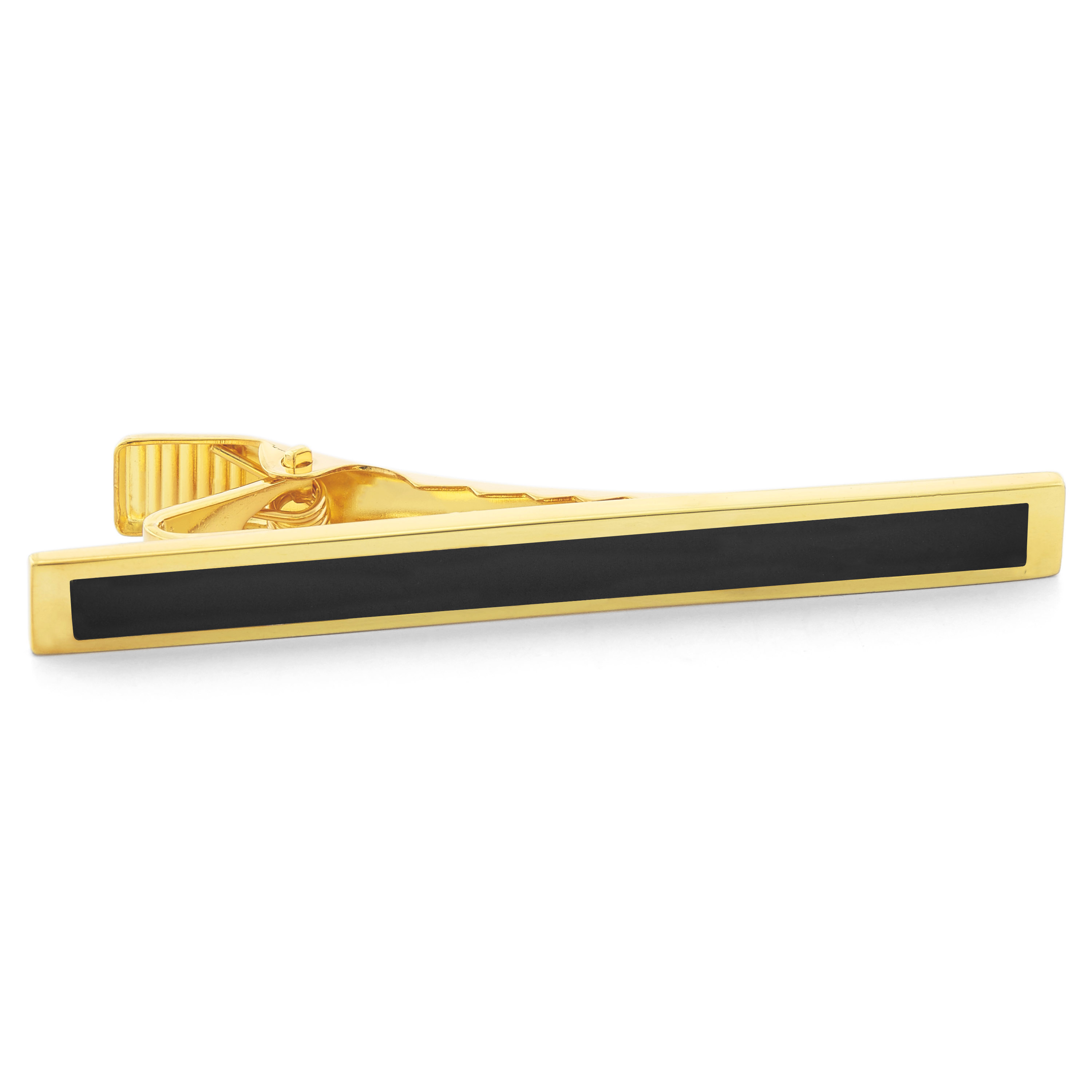 Gold 925s Black Inlaid Tie Clip