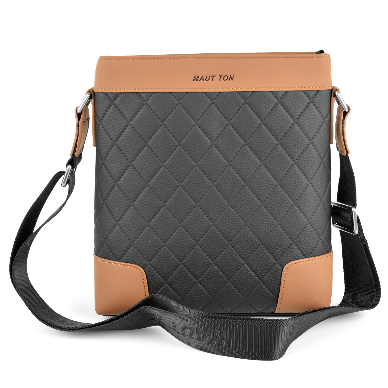 Sort/Brun Rutemønstret Skinnveske - 3