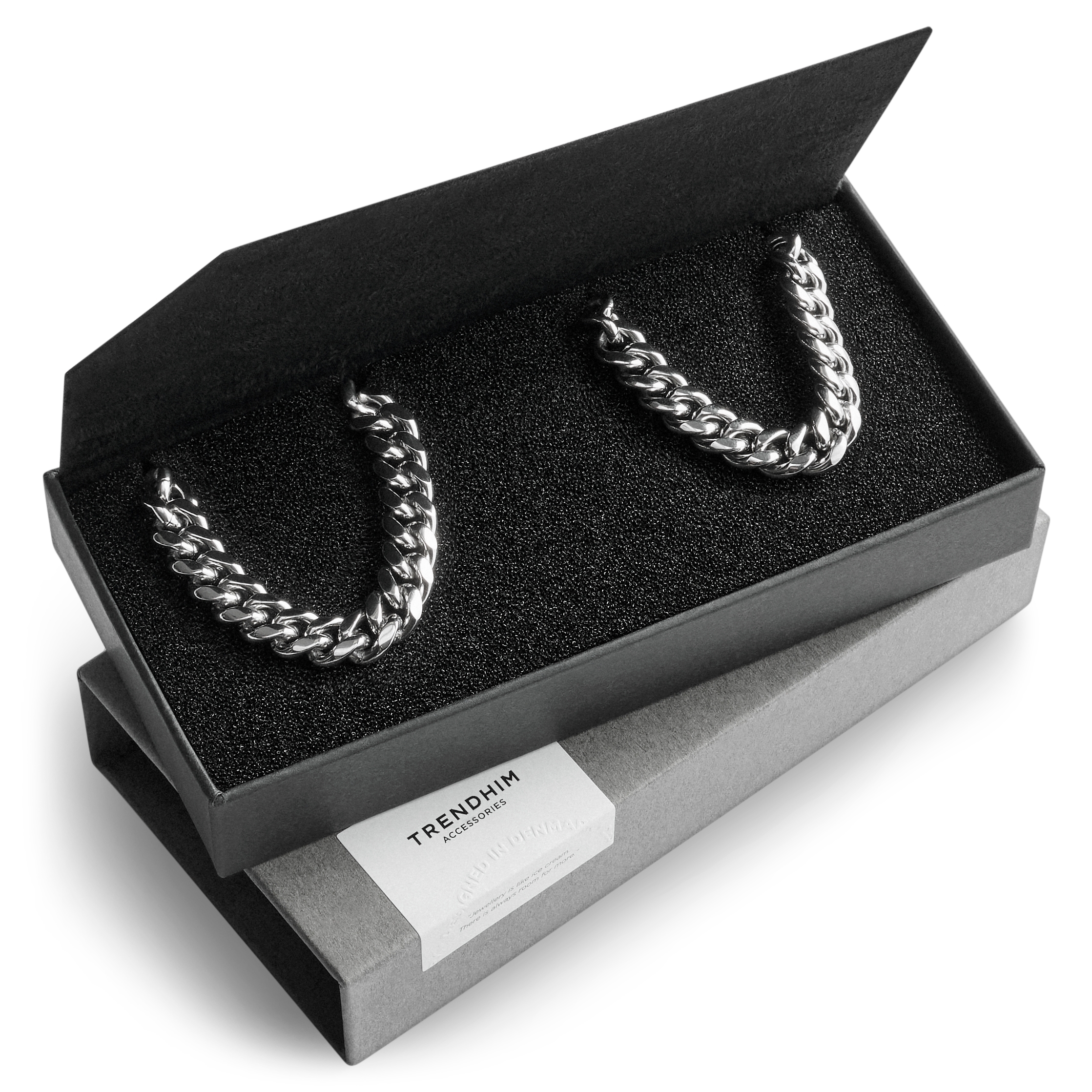 Coffret cadeau – Bracelet L avec chaîne 50 cm en acier de 8 mm - 1