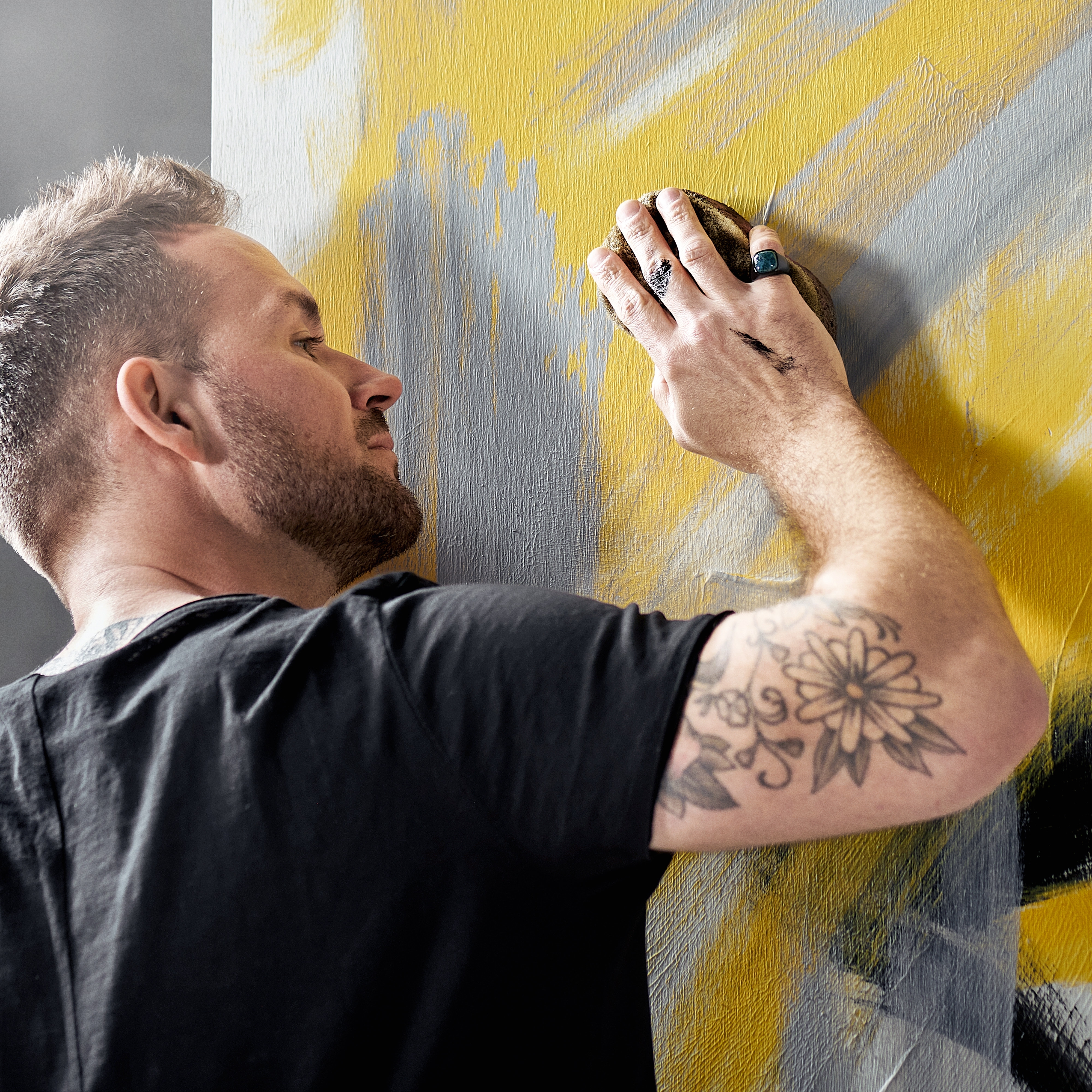 Aras | Black Stainless Steel Moss Agate Pinky Signet Ring - 4