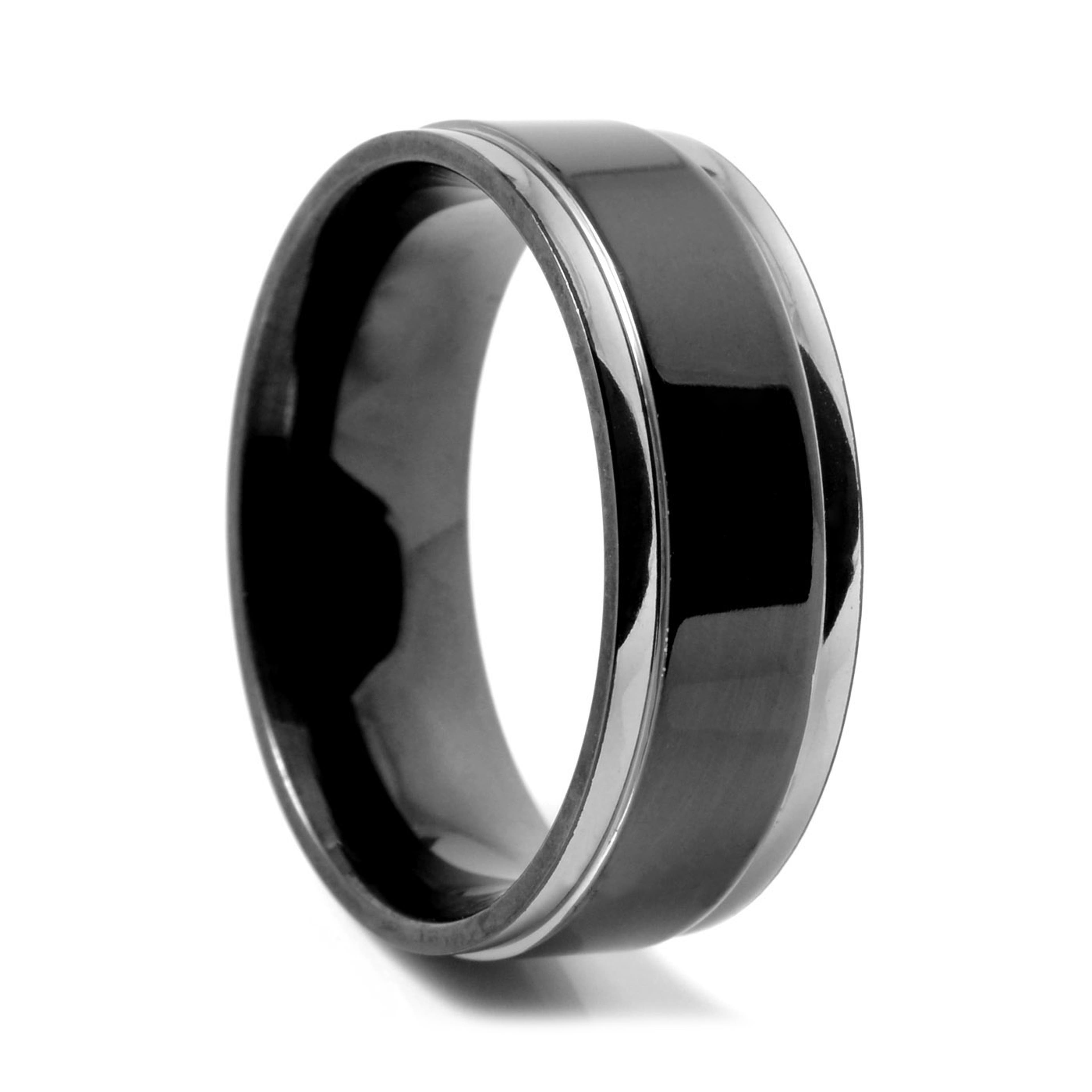 8 mm Black & Silver-Tone Titanium Ring