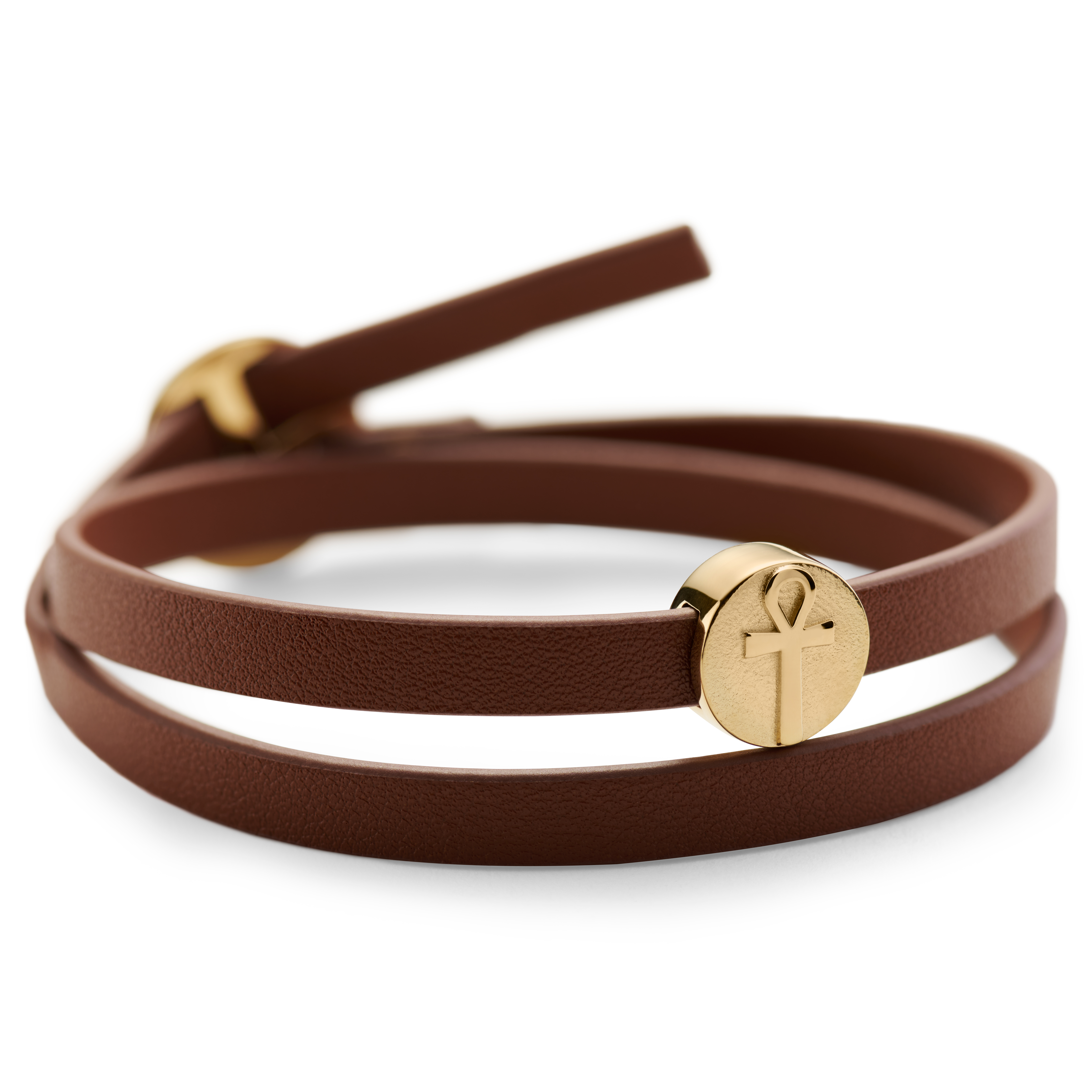 Juego de pulseras Ankh en dorado y marrón - 9