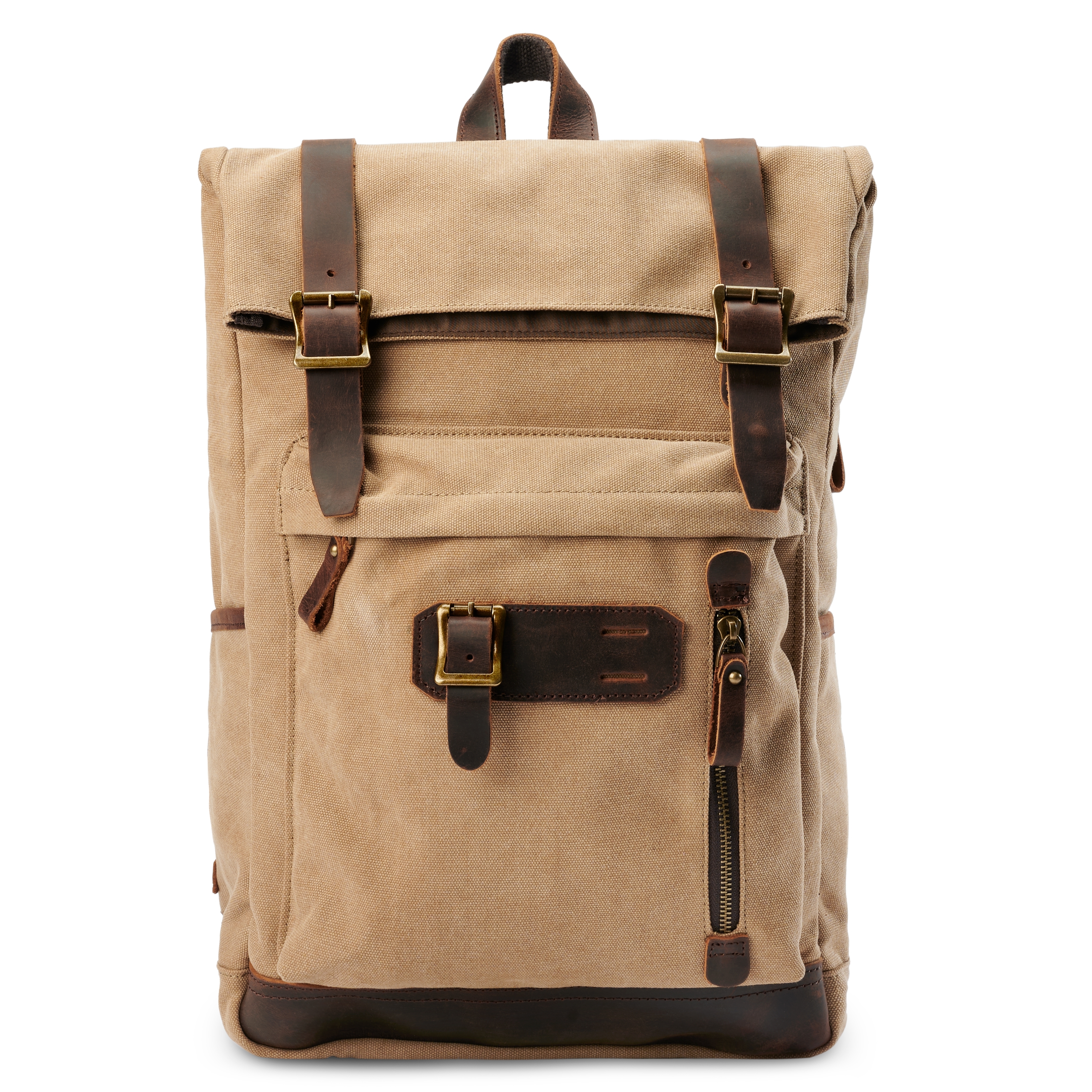 Rugged Vintage-Style Graphite Canvas & Leather Backpack - for Men - Delton Bags