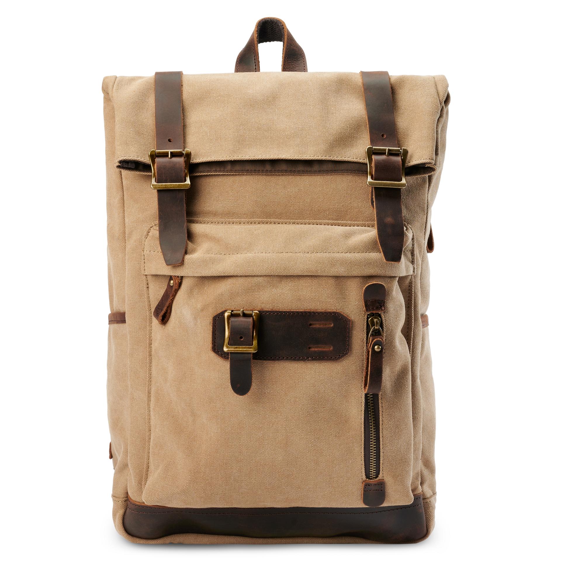 Backpack Rugged Style Rugged Vintage-Style Tan Canvas & Leather Backpack | In stock! | Delton ...