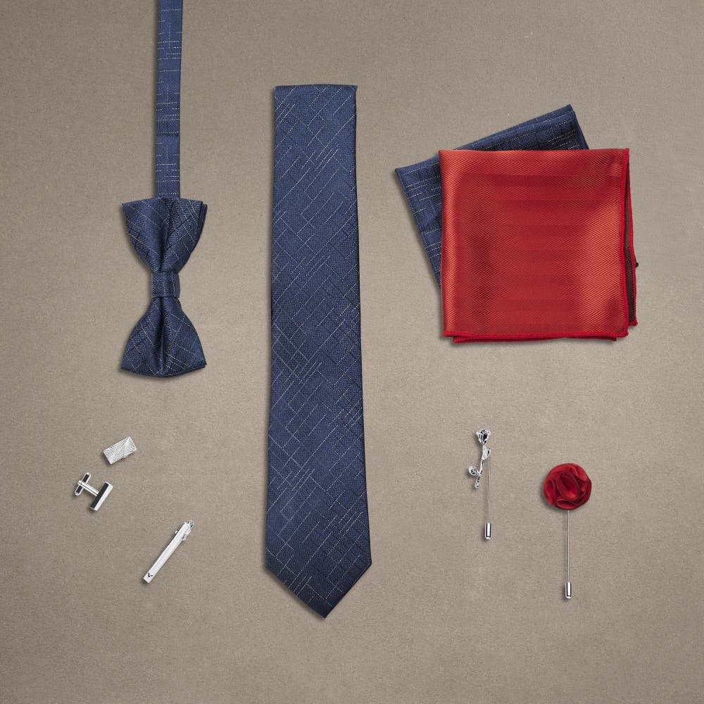 hover: Coffret-cadeau d'accessoires de costume | Set bleu, rouge & argenté hover: Coffret-cadeau d'accessoires de costume | Set bleu, rouge & argenté