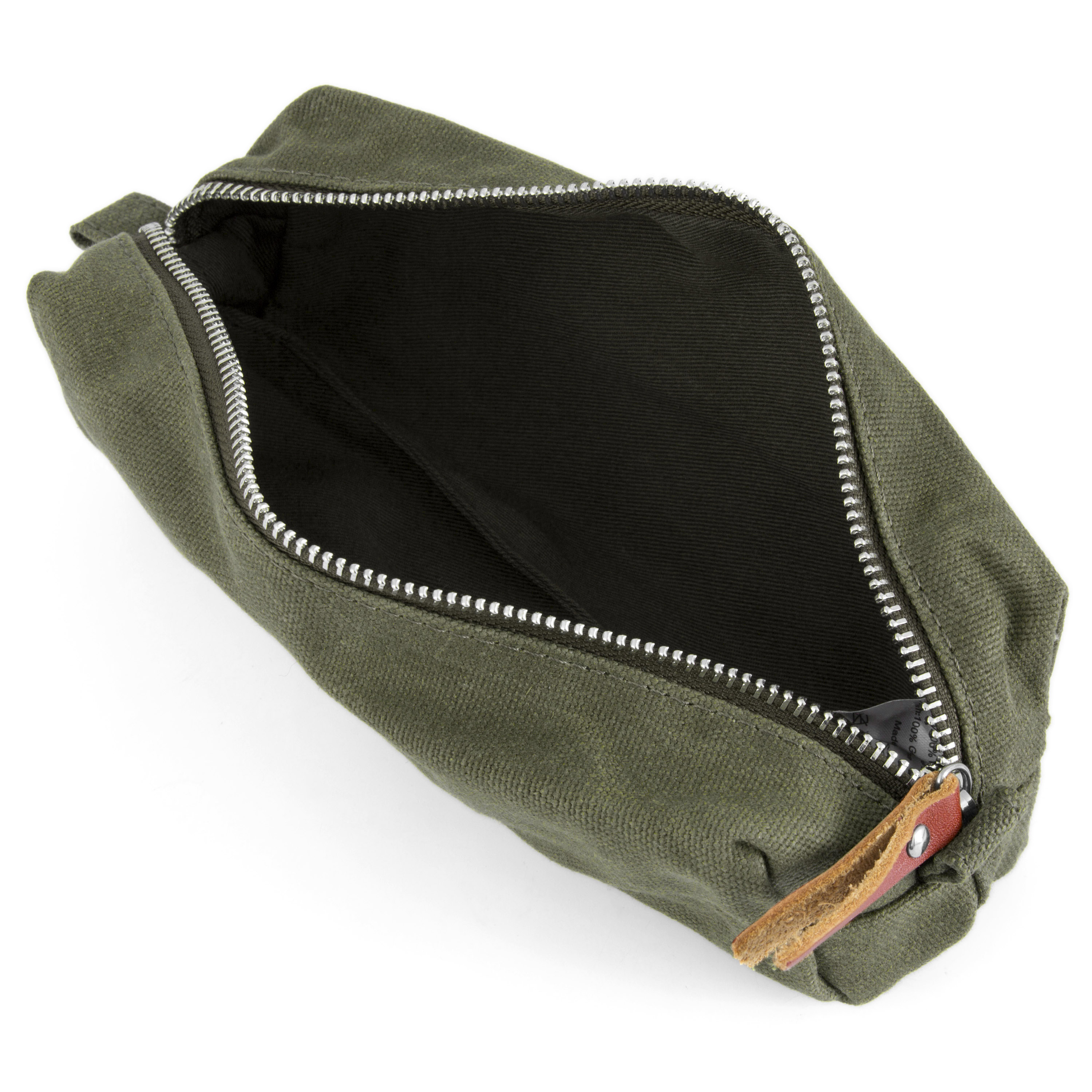 Malá, olivově zelená toaletní taška z voskovaného plátna - 2