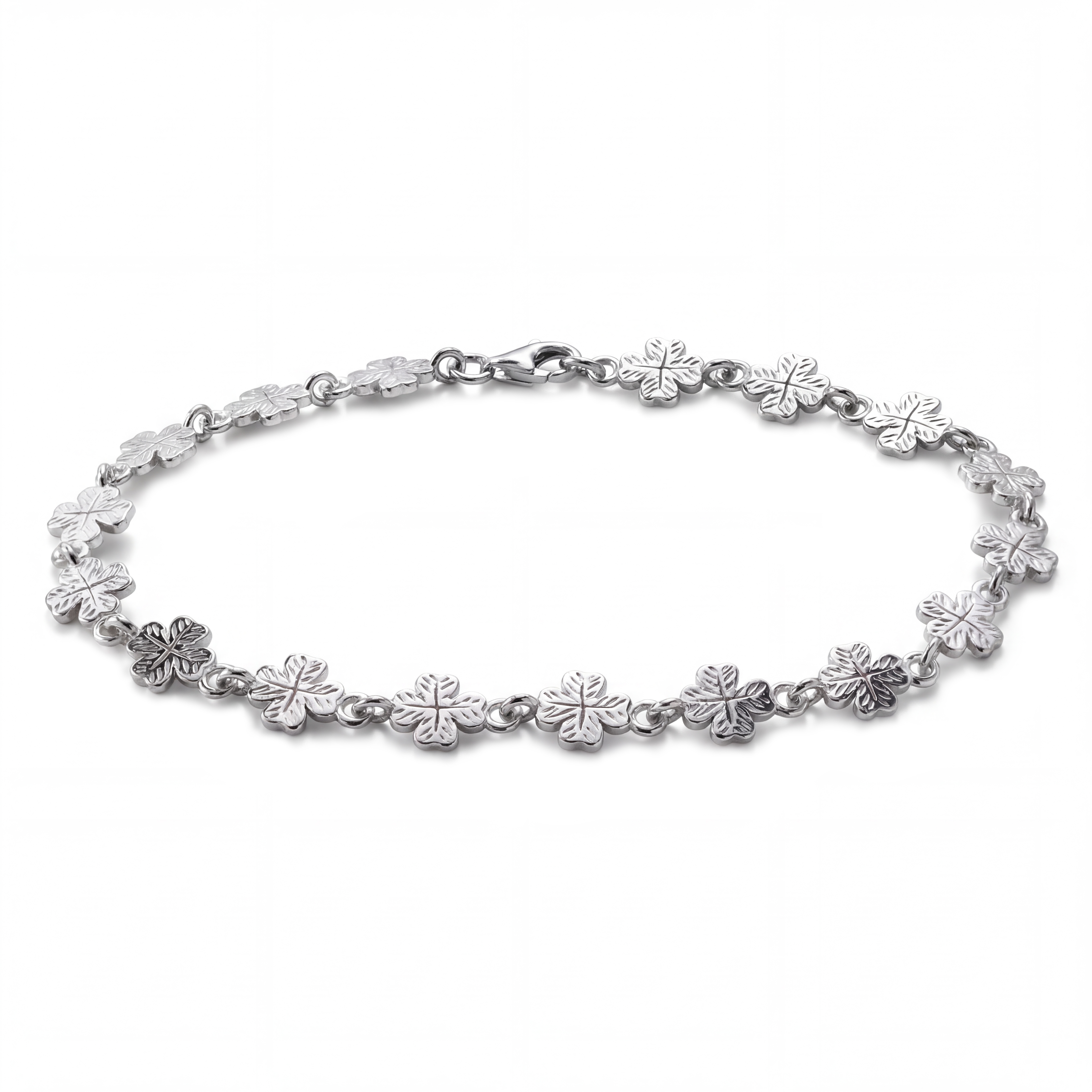 Clover | 925 sterling ezüst lóhere karkötő 7 mm