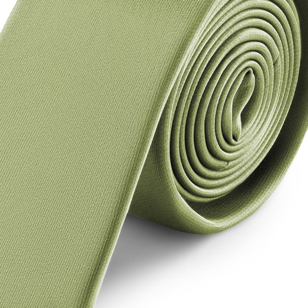 hover: 6 cm Light Green Satin Skinny Tie hover: 6 cm Light Green Satin Skinny Tie