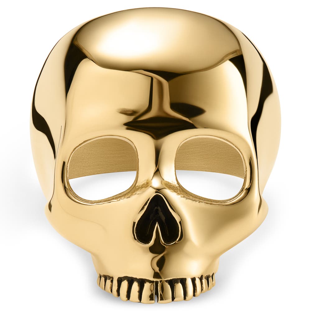 hover: Aspero | Gold-tone Stainless Steel Skull Signet Ring hover: Aspero | Gold-tone Stainless Steel Skull Signet Ring