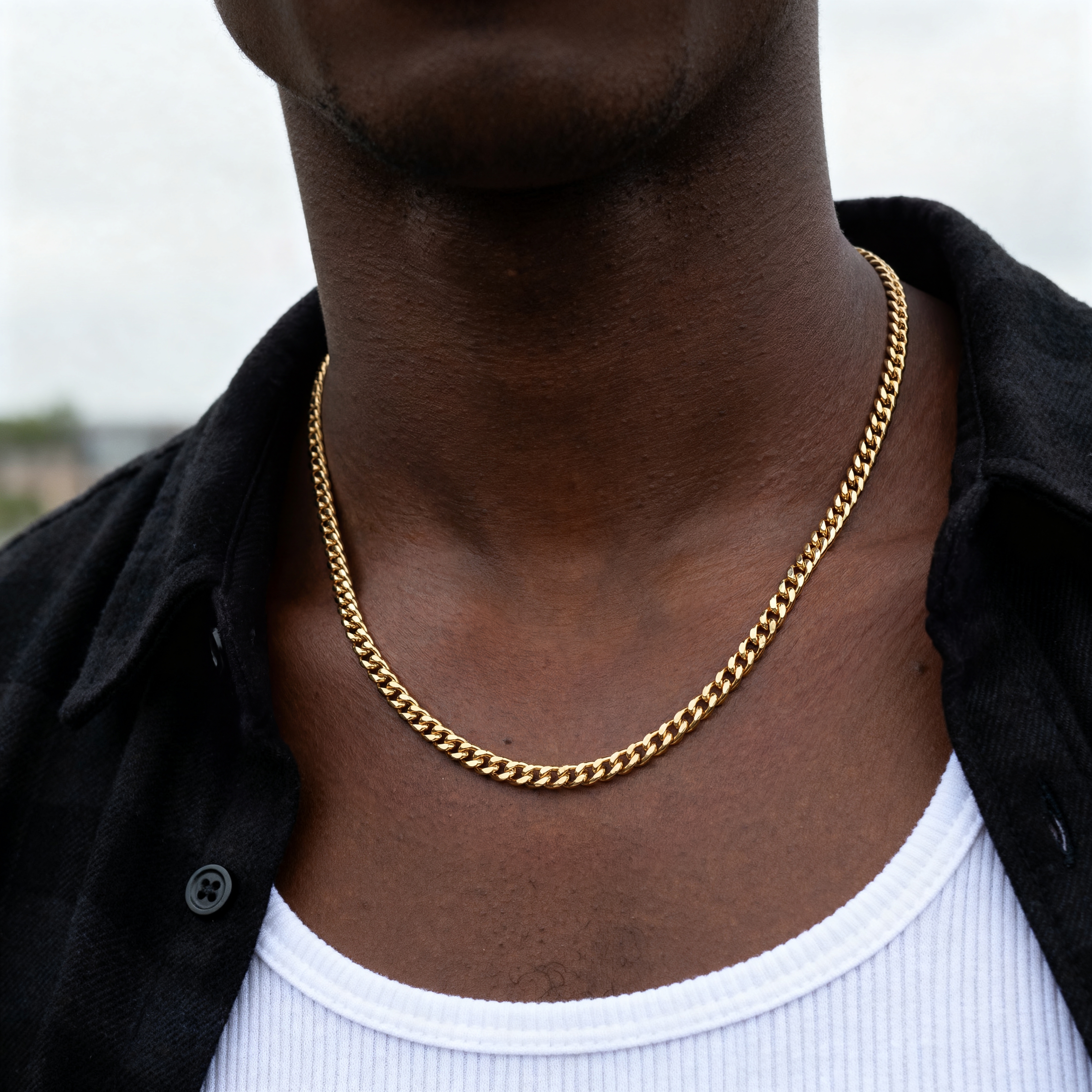 1/4" (6 mm) Gold-Tone Cuban Chain Necklace - 3