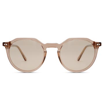 Occasus | Round Translucent Light Brown Horn-rimmed Polarized Sunglasses