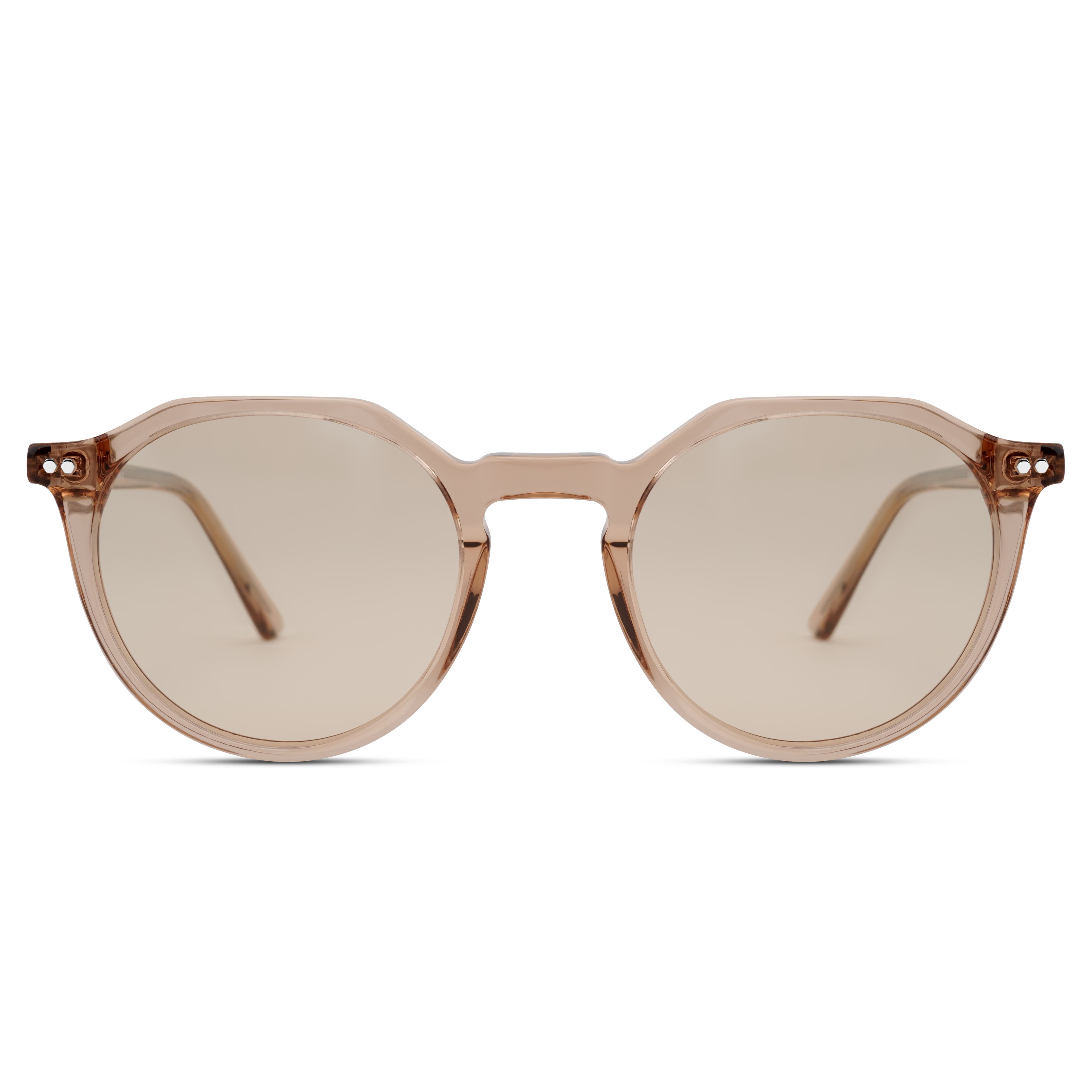 Occasus | Round Translucent Light Brown Horn-rimmed Polarized Sunglasses