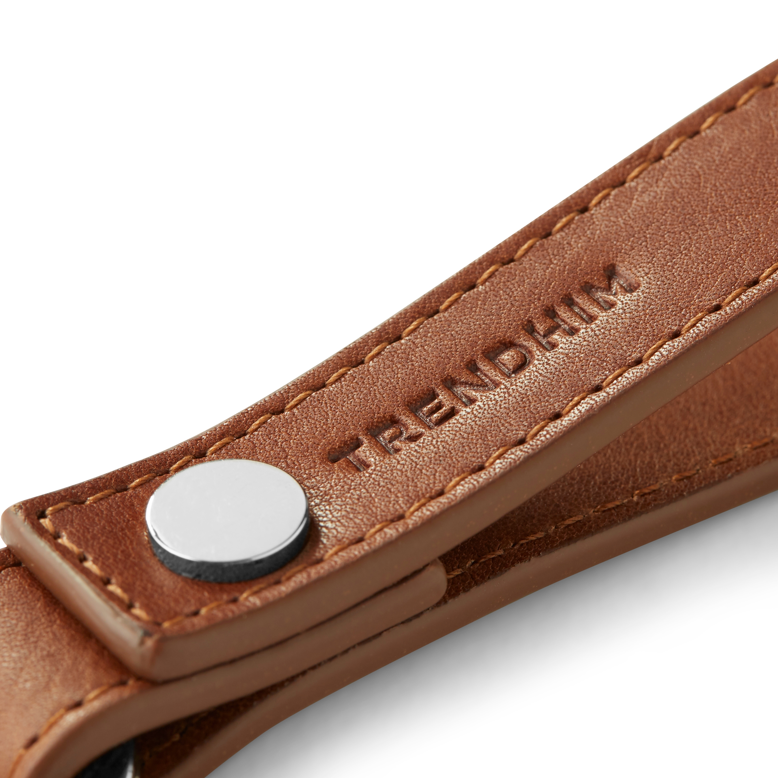 Brown Leather Loop Keyring  - 4