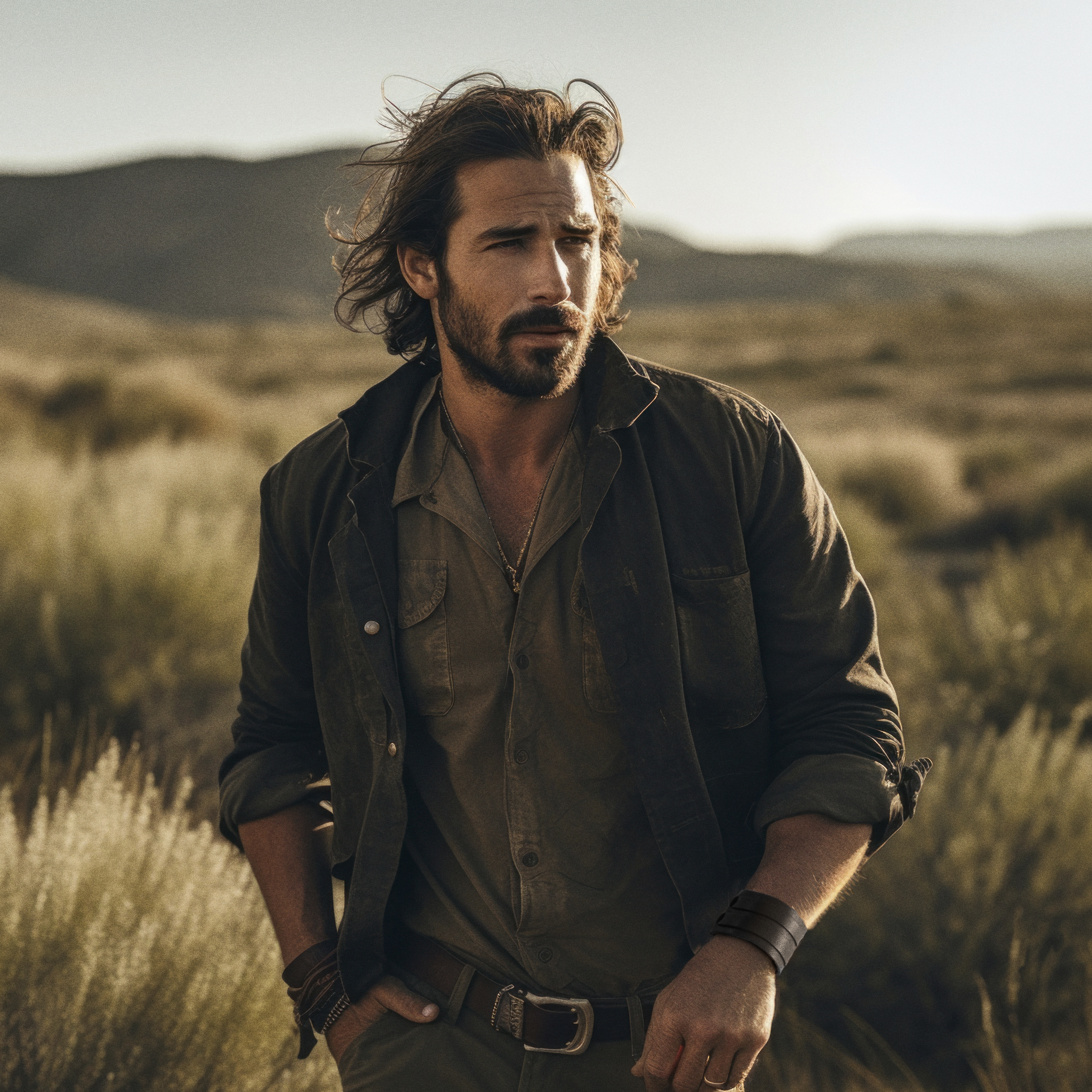 Gladius | Bracciale con fibbia in pelle di bufalo pieno fiore nera - 3