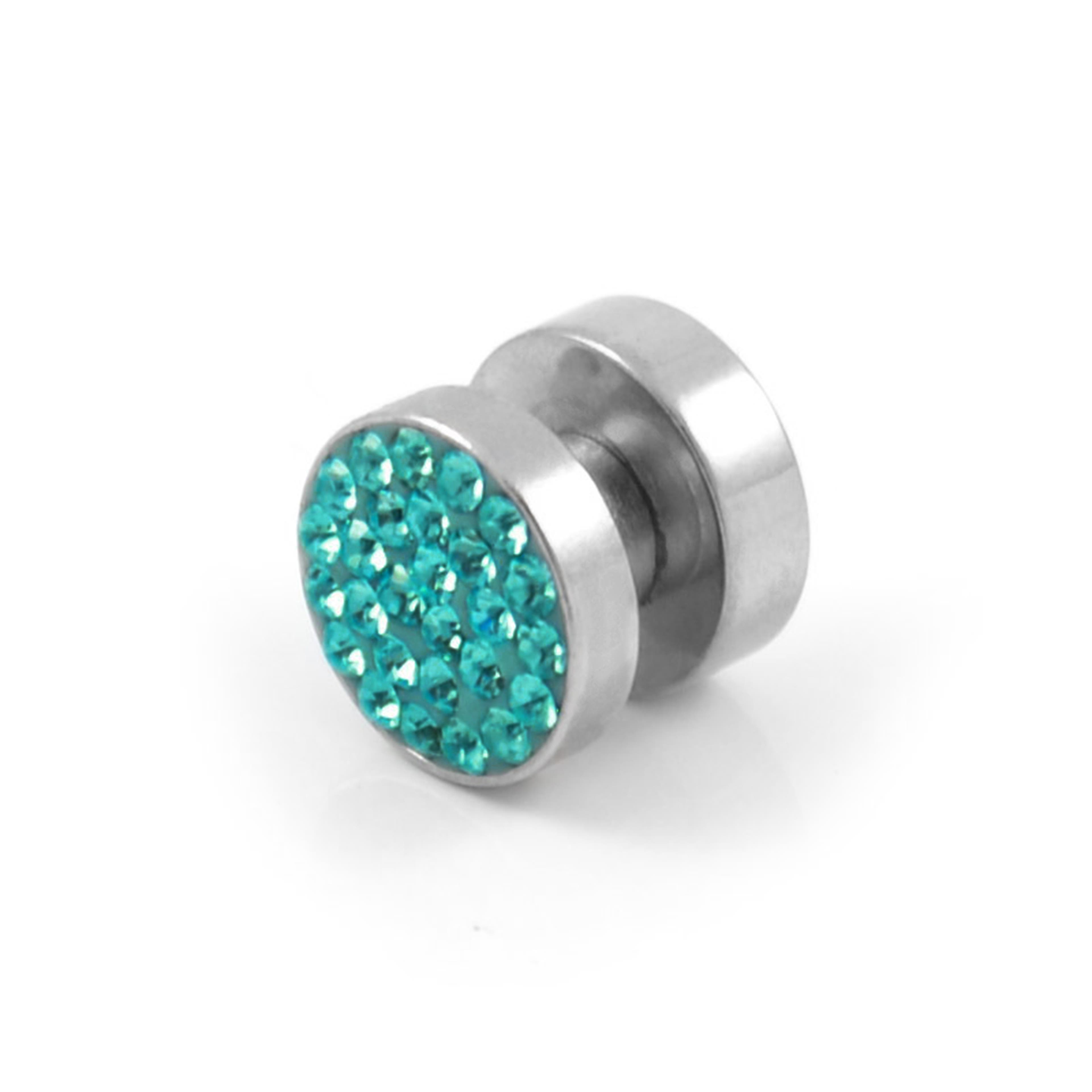 10 mm Blauer Zirkonia Magnet-Ohrring