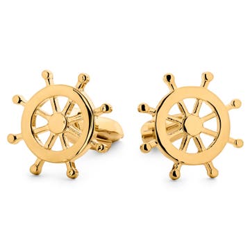 Pelagis | Gold-Tone Ship’s Wheel Cufflinks