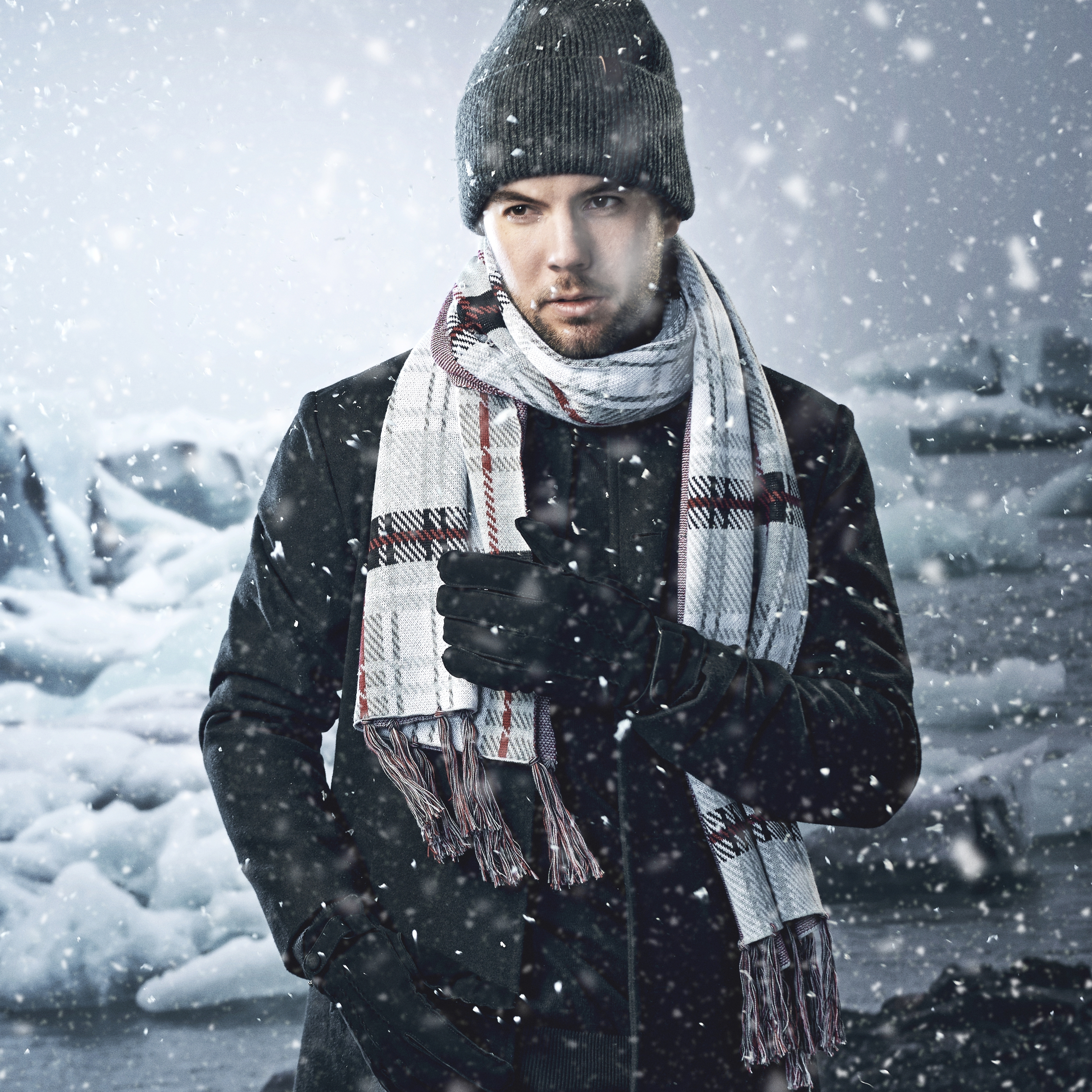 Black Suede Leather Gloves with Buckle - 3