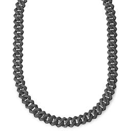 Nicos | 12 mm Iced Svart Halsband med Diamantstiftlänkar och Zirkoner
