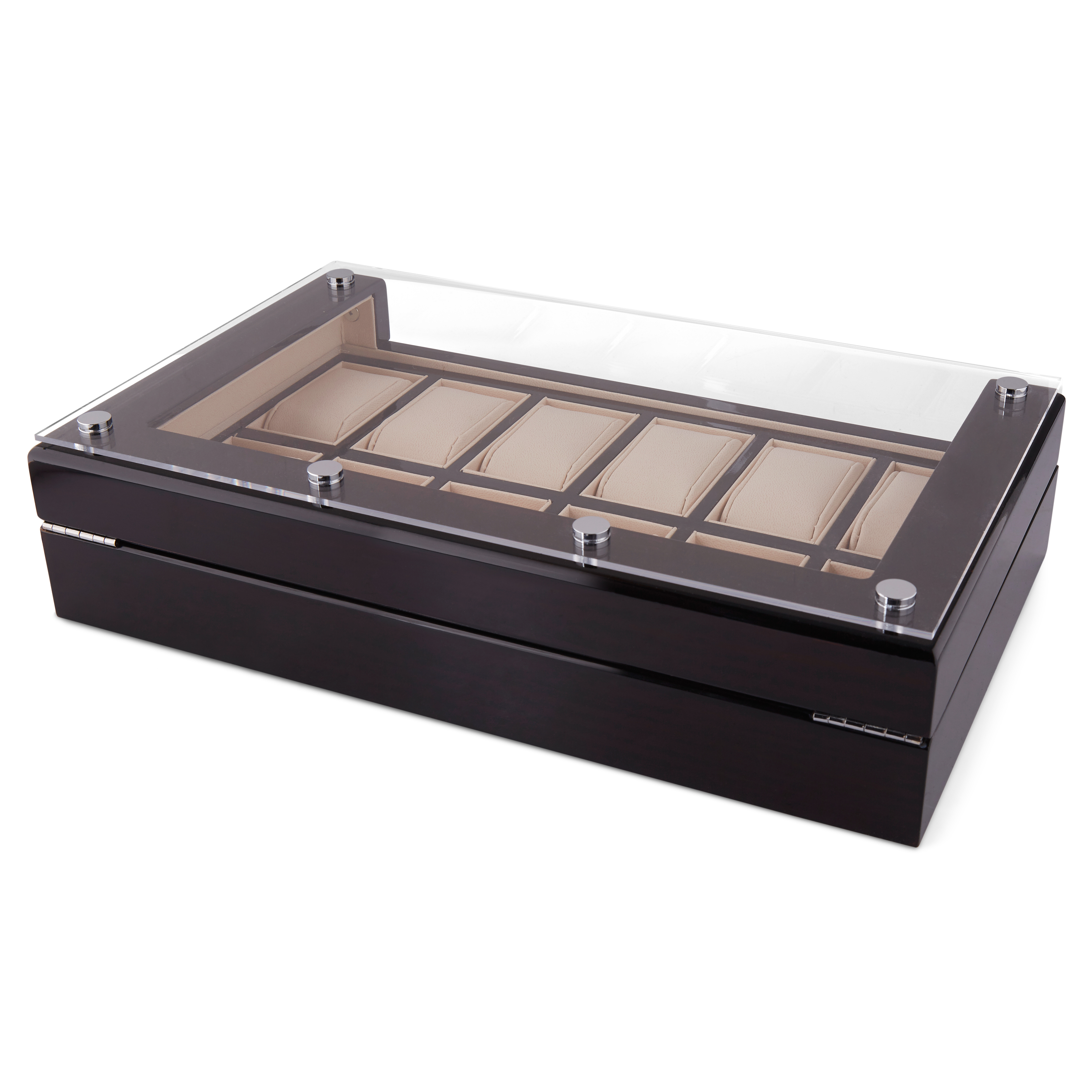 Grote Ebbenhouten Horlogekast met Groot Display - 12 horloges - 3