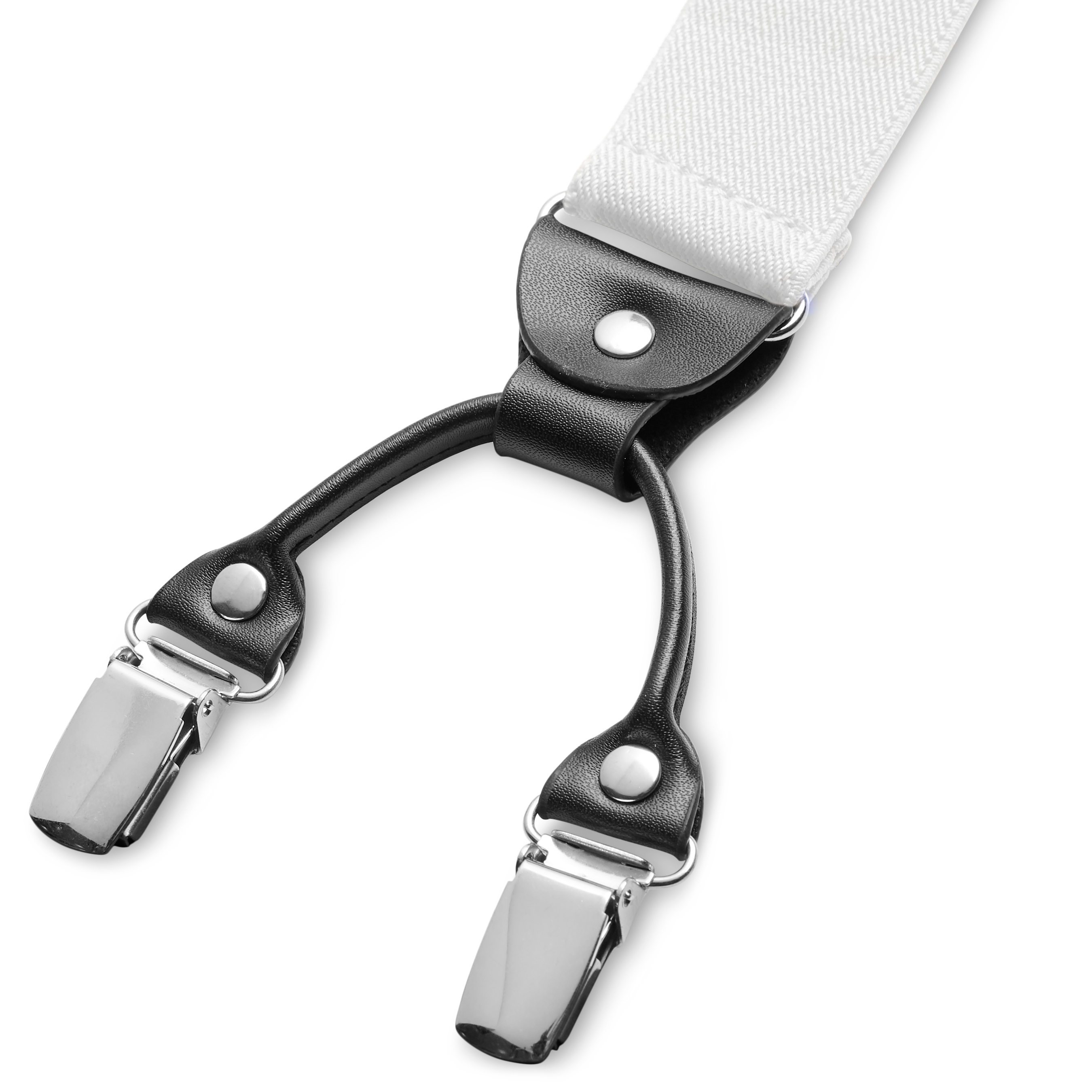 Wide White Clip-On Braces  - 3