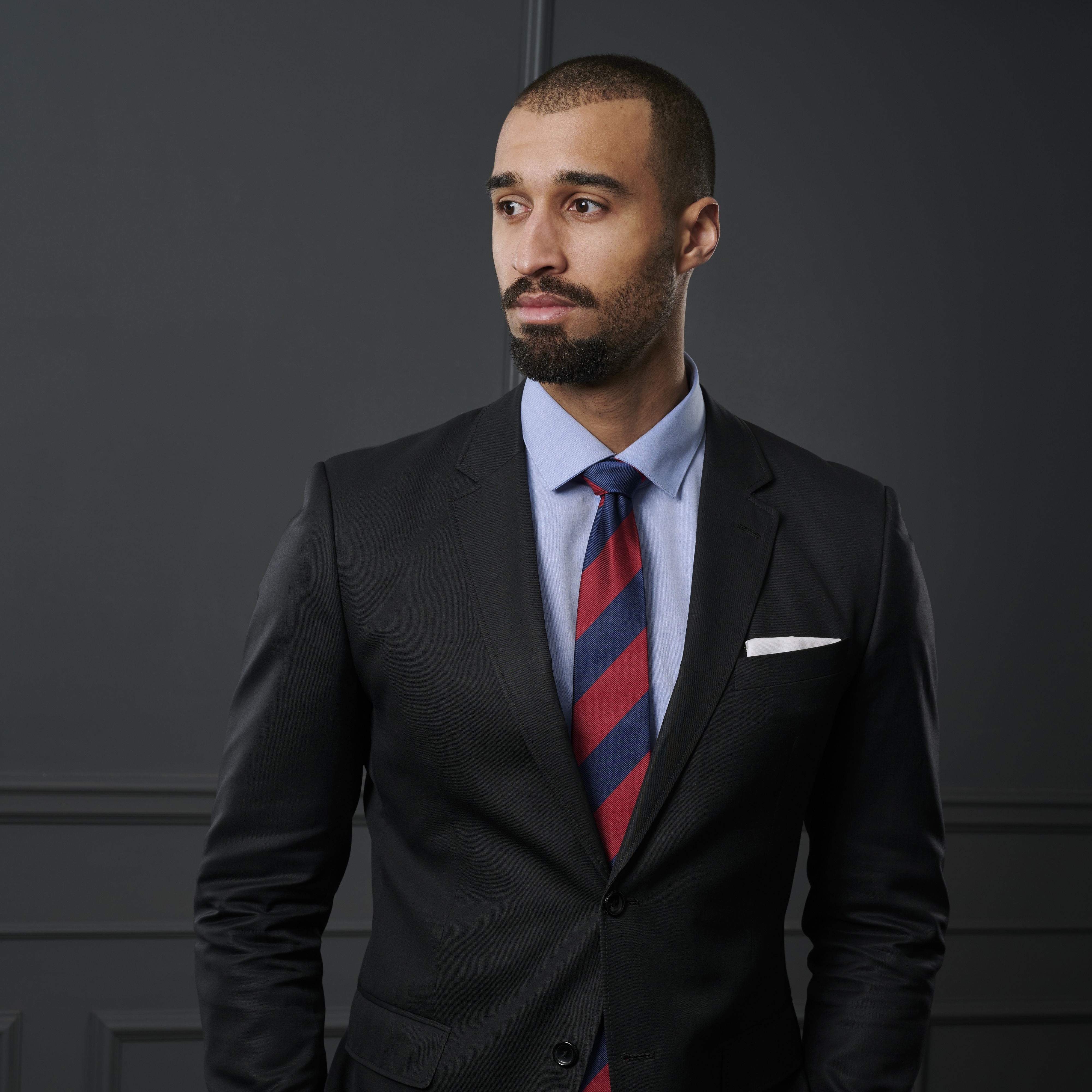 Red & Navy Stripe Silk 8cm Tie - 4