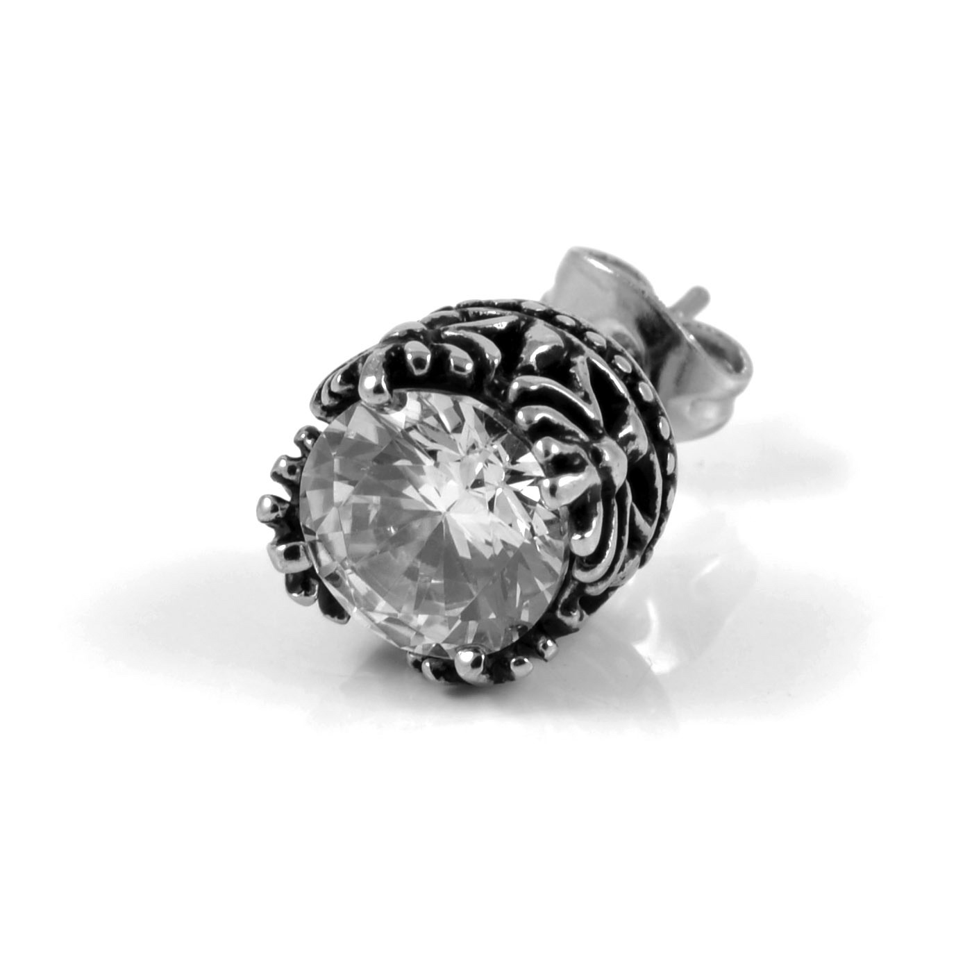 Orecchini A Perno In Argento 925 Con Zirconia Cubica Nera - Placcati Rodio - Tondi 5mm - Eleganti E Ipoallergenici