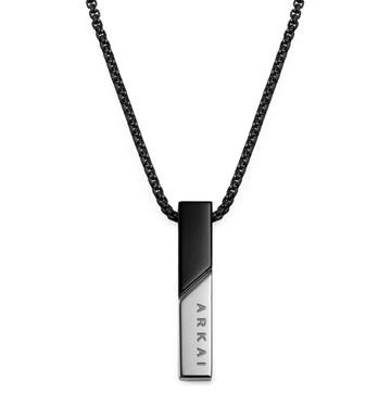 Rico | Black Stainless Steel With Black & Silver-Tone Rectangular Box Chain Necklace