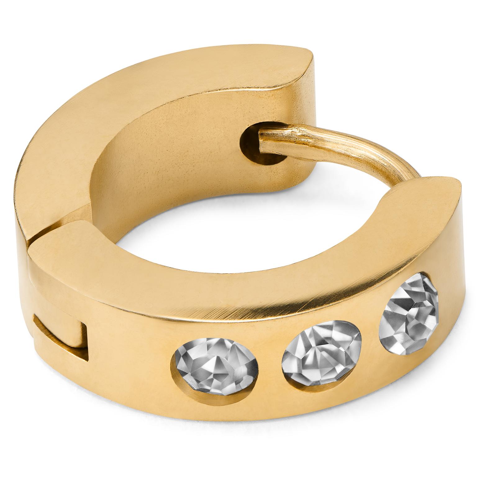 Cercel auriu cu trei pietre de zirconiu cubic Cercel auriu cu trei pietre de zirconiu cubic