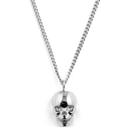 Iconic | Silver-Tone Skull Curb Chain Necklace