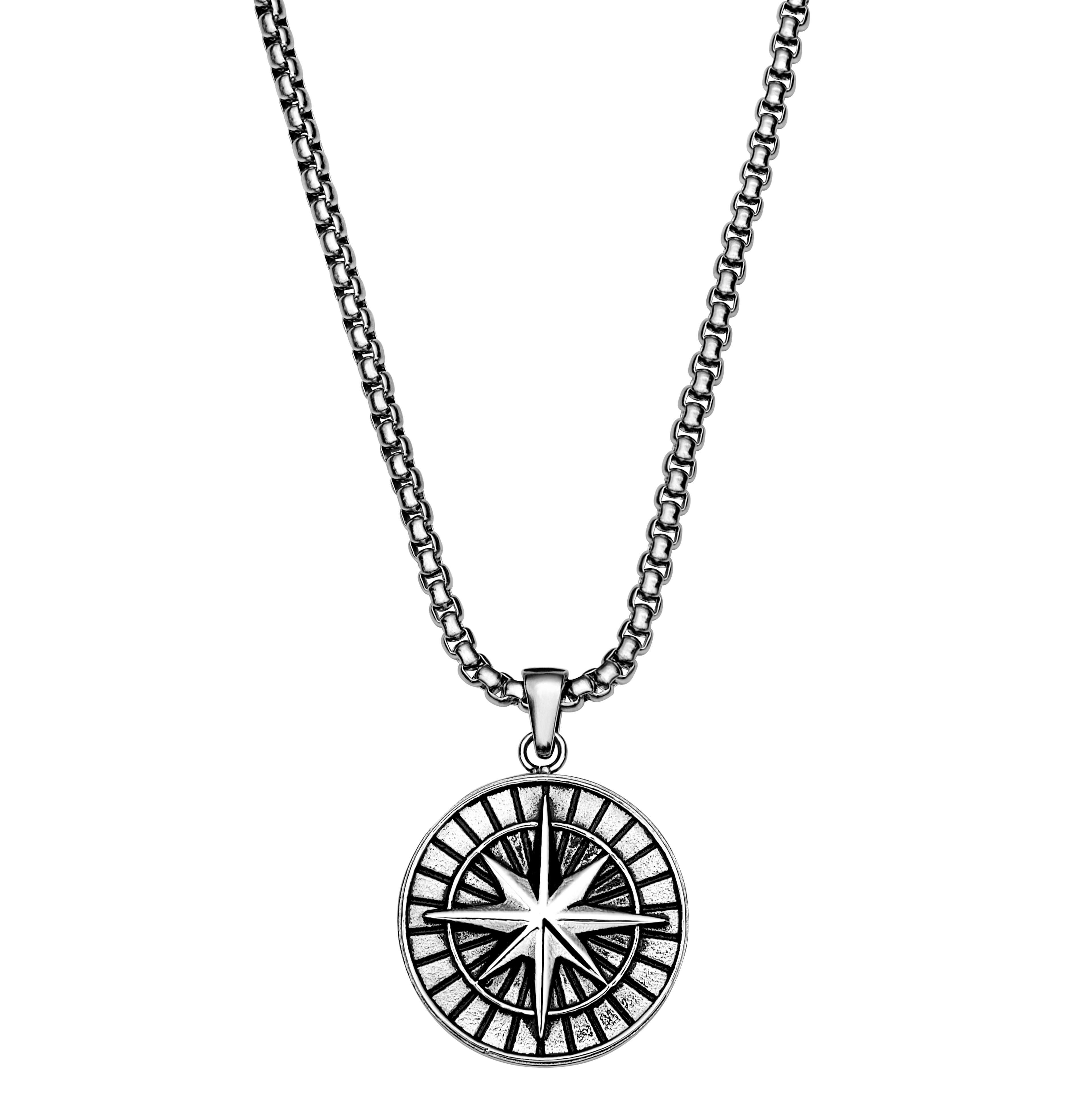 Atlas | Silver-tone Stainless Steel North Star Pendant Necklace