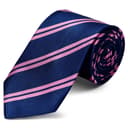 Pink Twin Stripe Navy Silk 8cm Tie Pink Twin Stripe Navy Silk 8cm Tie