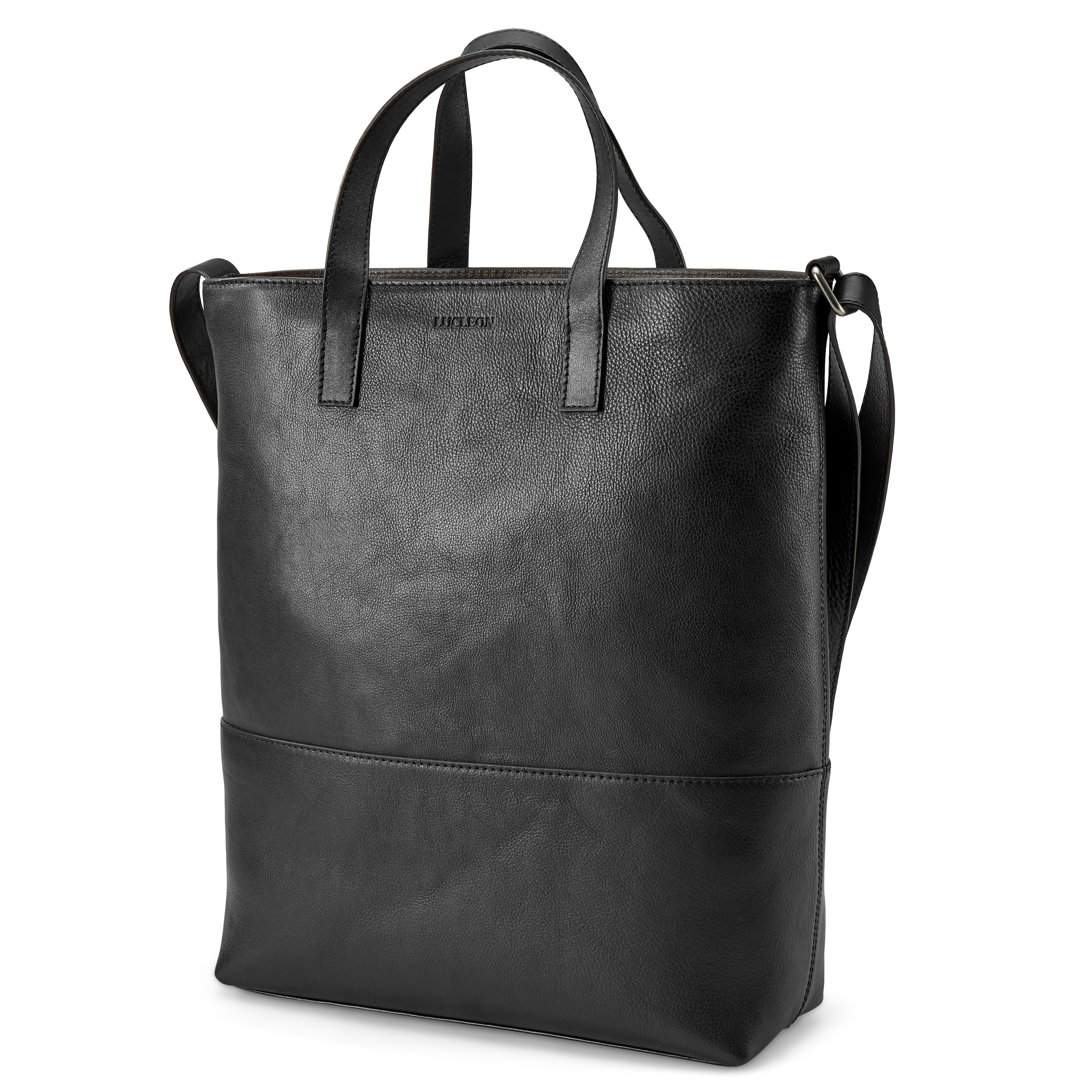Lon Black & Dark-Brown Leather Tote