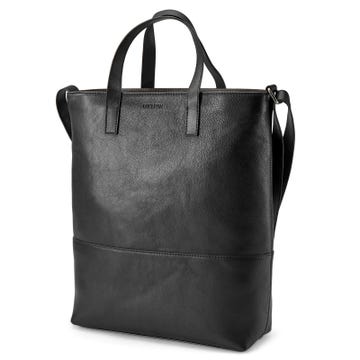 Lincoln | Black & Dark Brown Leather Tote Bag