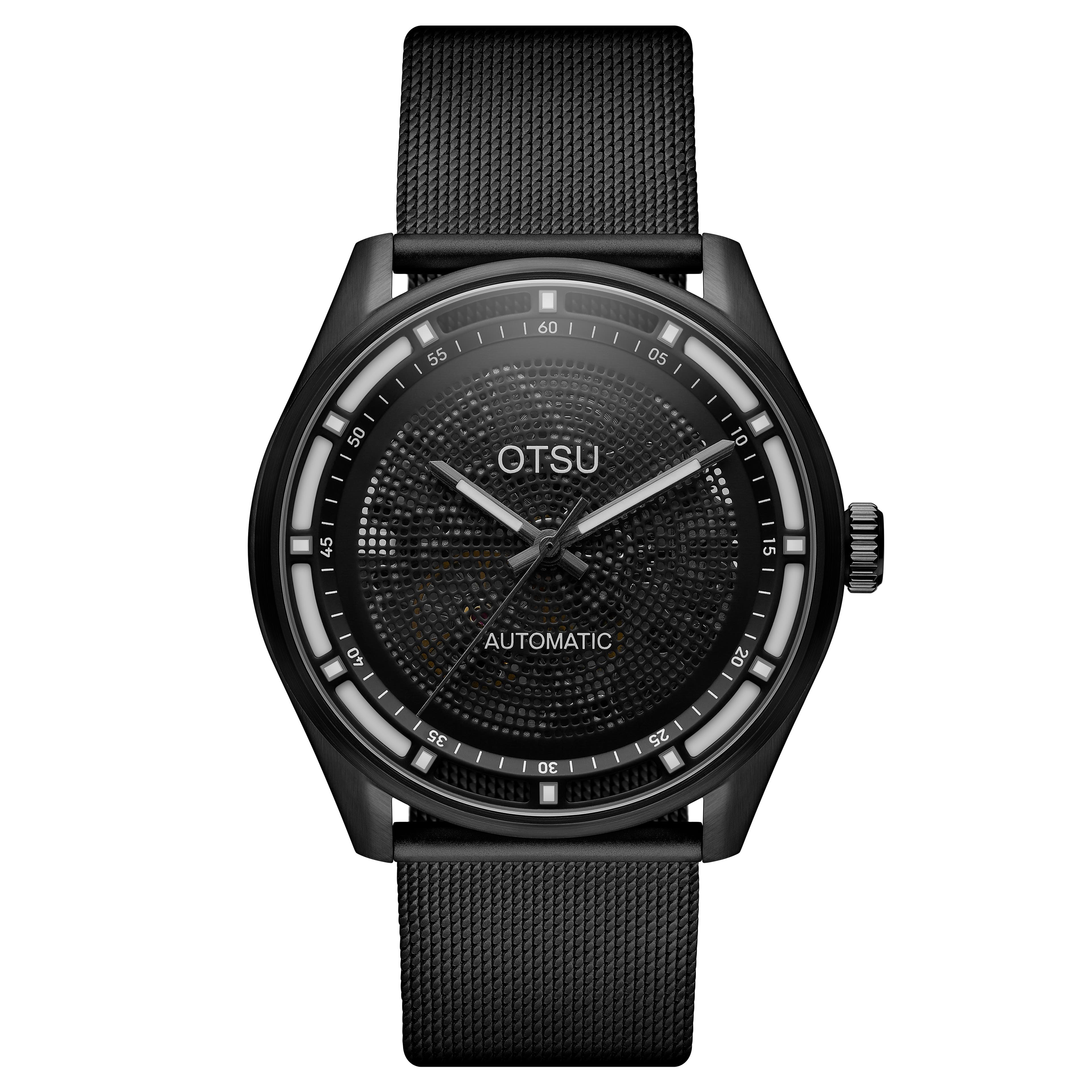 Calin | Черен прозрачен автоматичен часовник с видим механизъм
