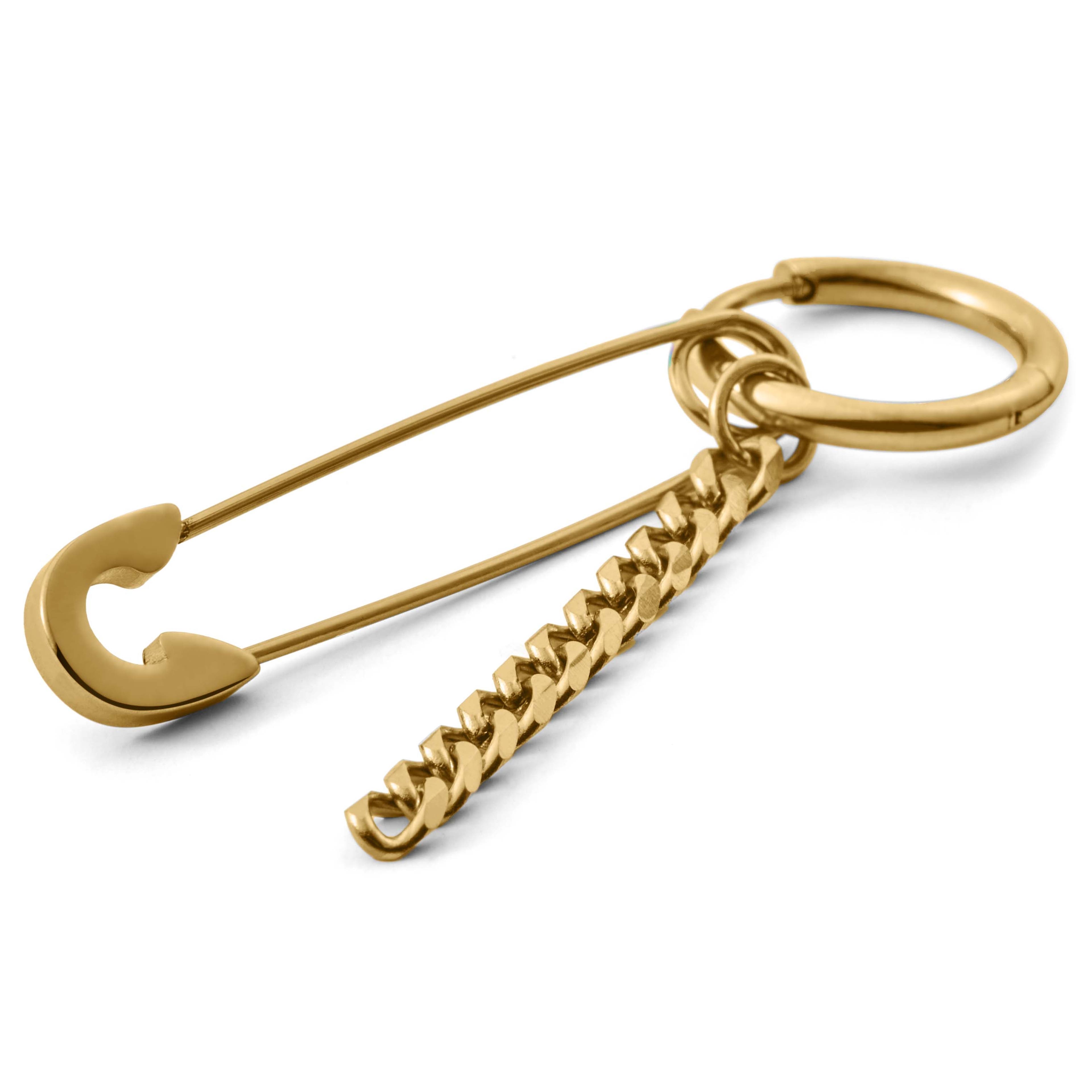 Floyd | Gold-Tone Safety Pin Hoop Earring