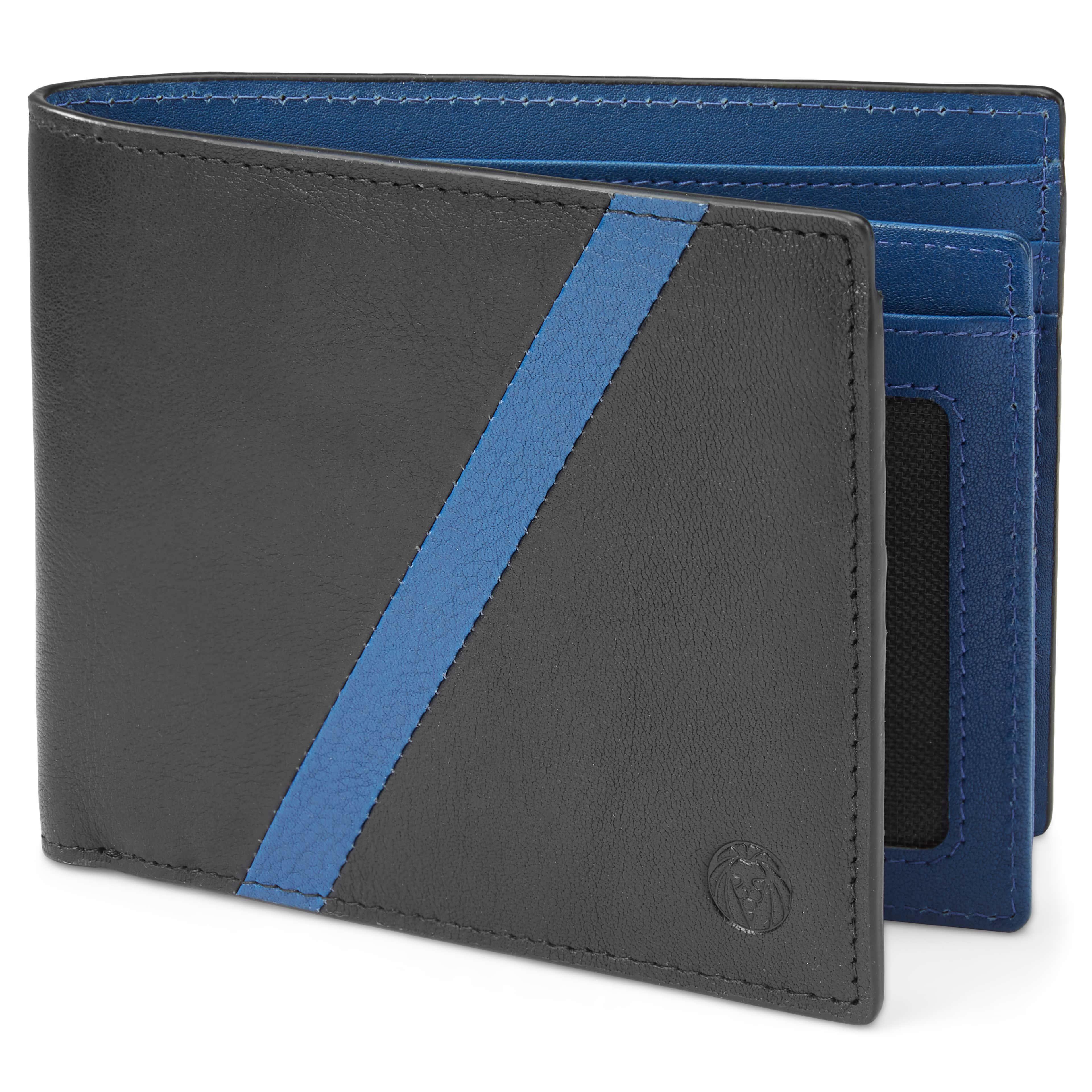 Lind Black & Blue Leather RFID-Blocking Wallet