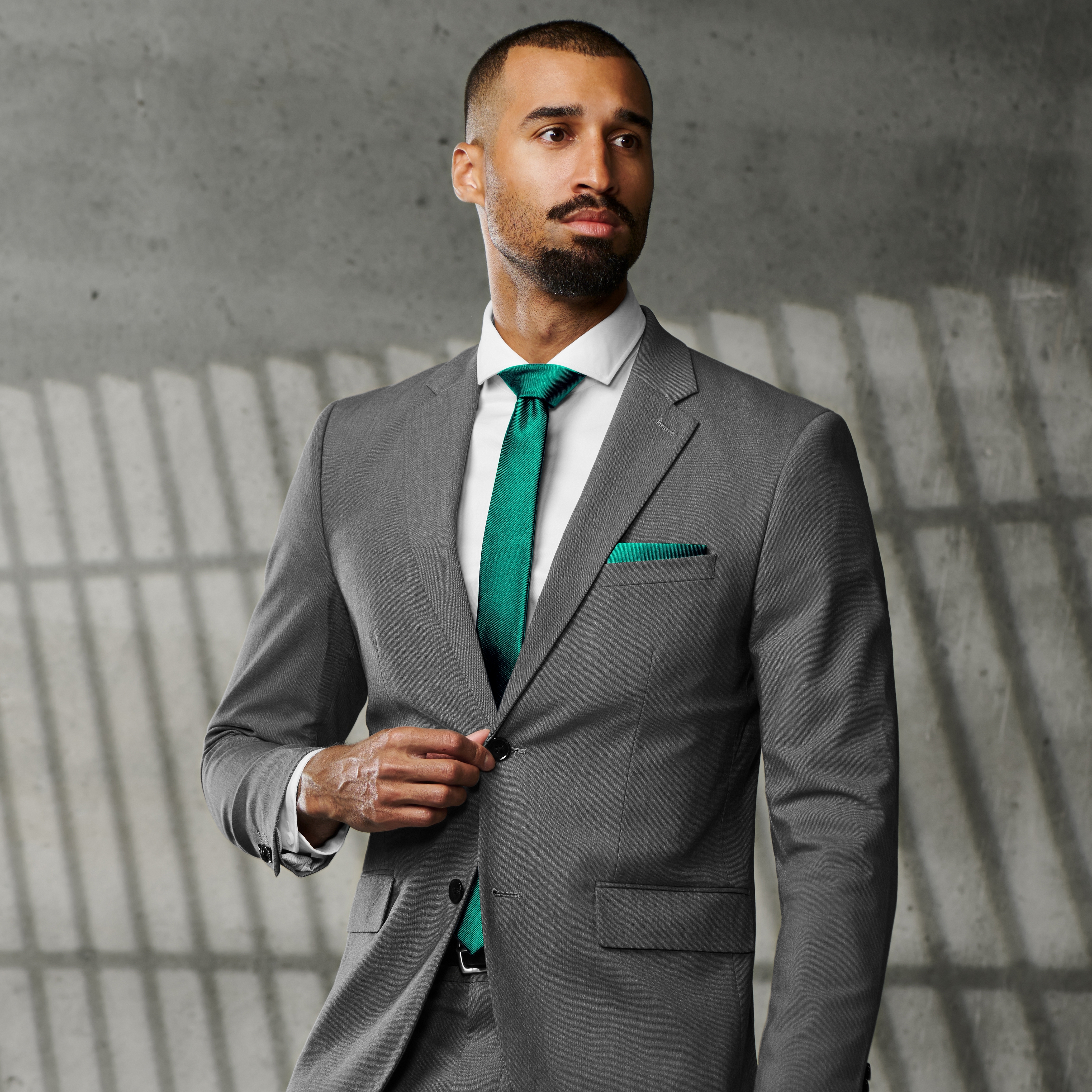 Szmaragdowozielona poszetka rypsowa - 2