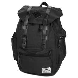 Lewis | Black Polyester & Faux Leather Adventure Backpack