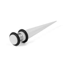 6 mm White Acrylic & Stainless Steel Magnetic Taper Earring