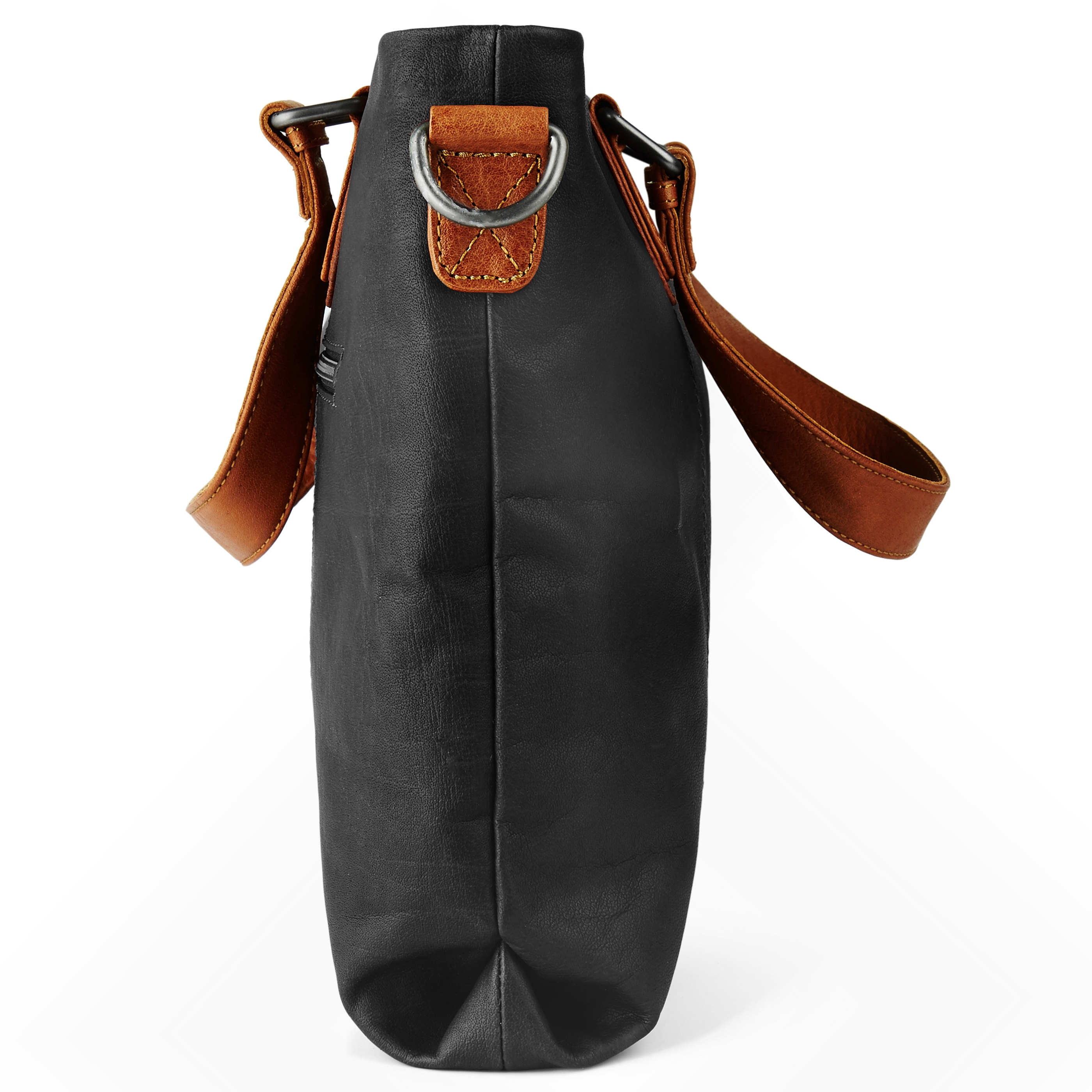 Bolso clásica de cuero negro y canela Oxford  - 4