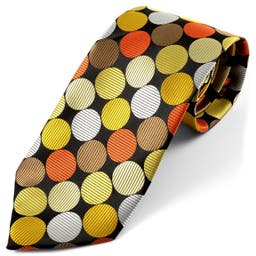 Black, Yellow & Orange Retro Dot Silk Tie