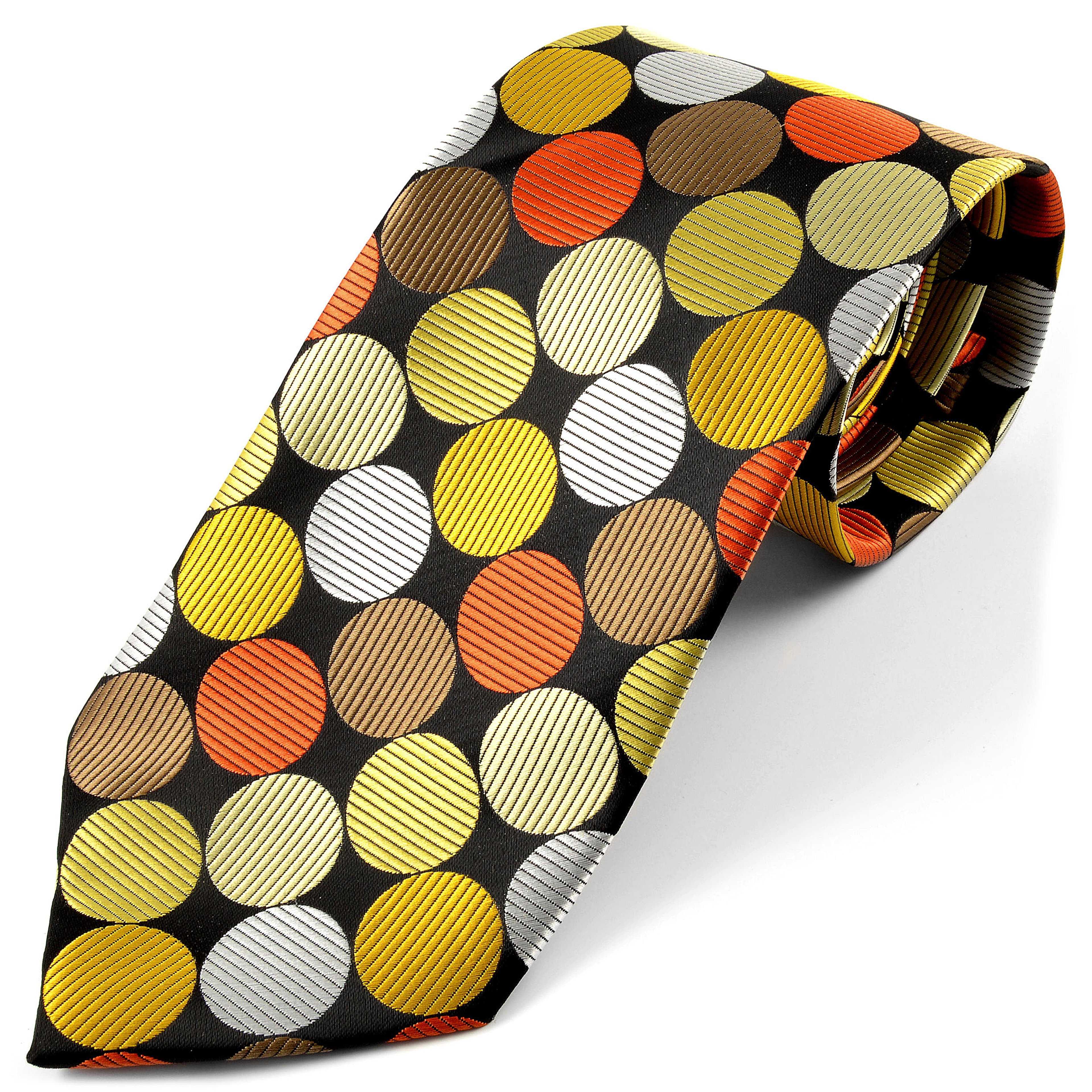 Black, Yellow & Orange Retro Dot Silk Tie