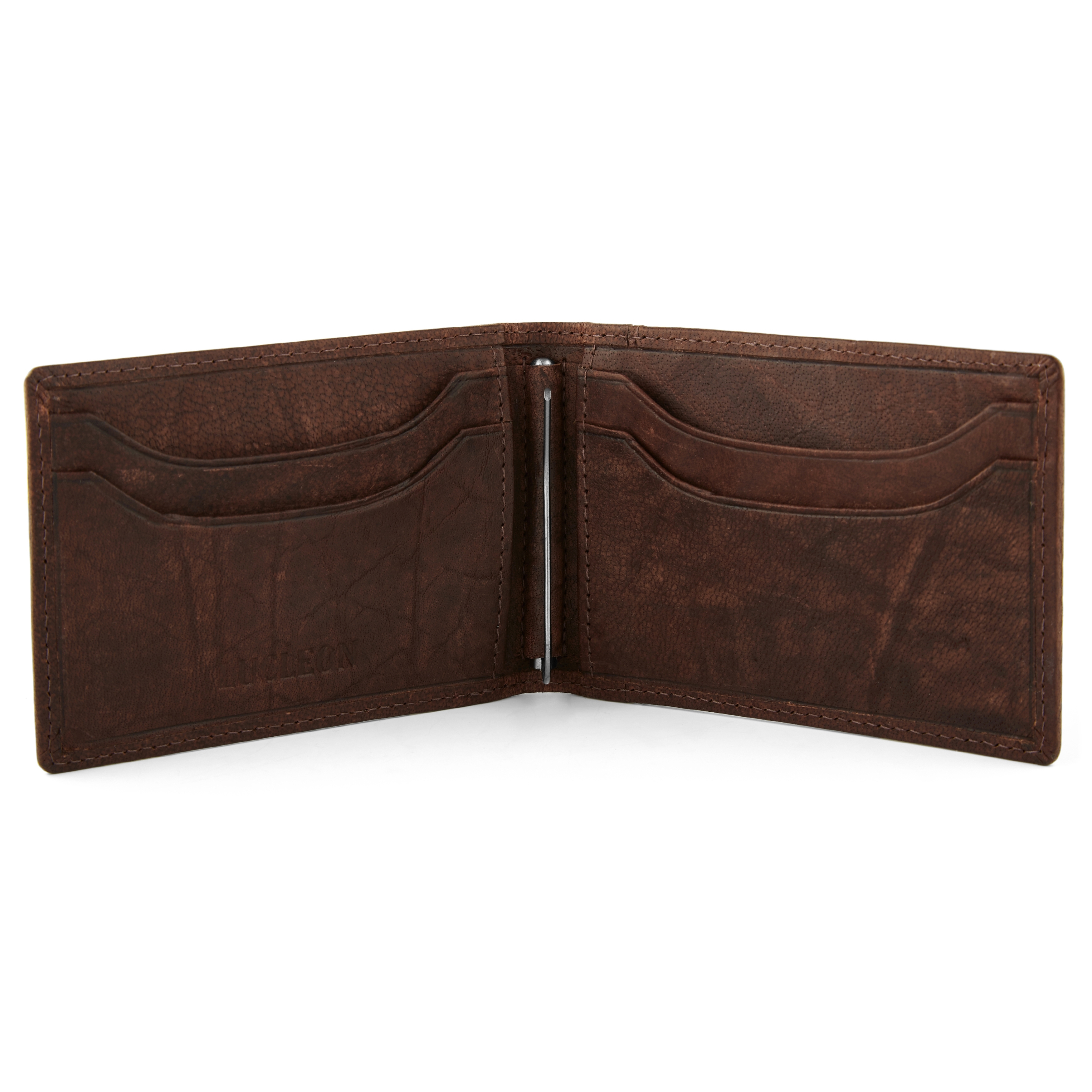 Tarjetero de cuero marrón, pequeño y clásico Oxford  - 2