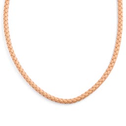 5mm Woven Cream Leather Necklace 